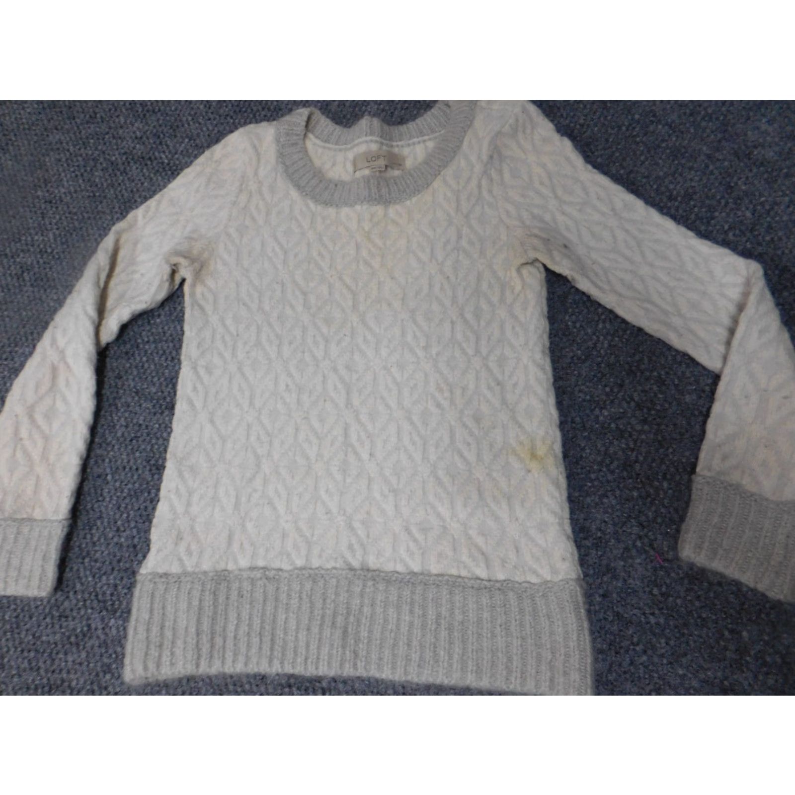Loft LOFT Sweater Shirt Pets XXSP Gray Rib Knit Crewneck Pullover Women’s Striped Long Sleeve Knit Cotton Casual Casual Women Size XXS / US 00 / IT 34 - 4 Thumbnail