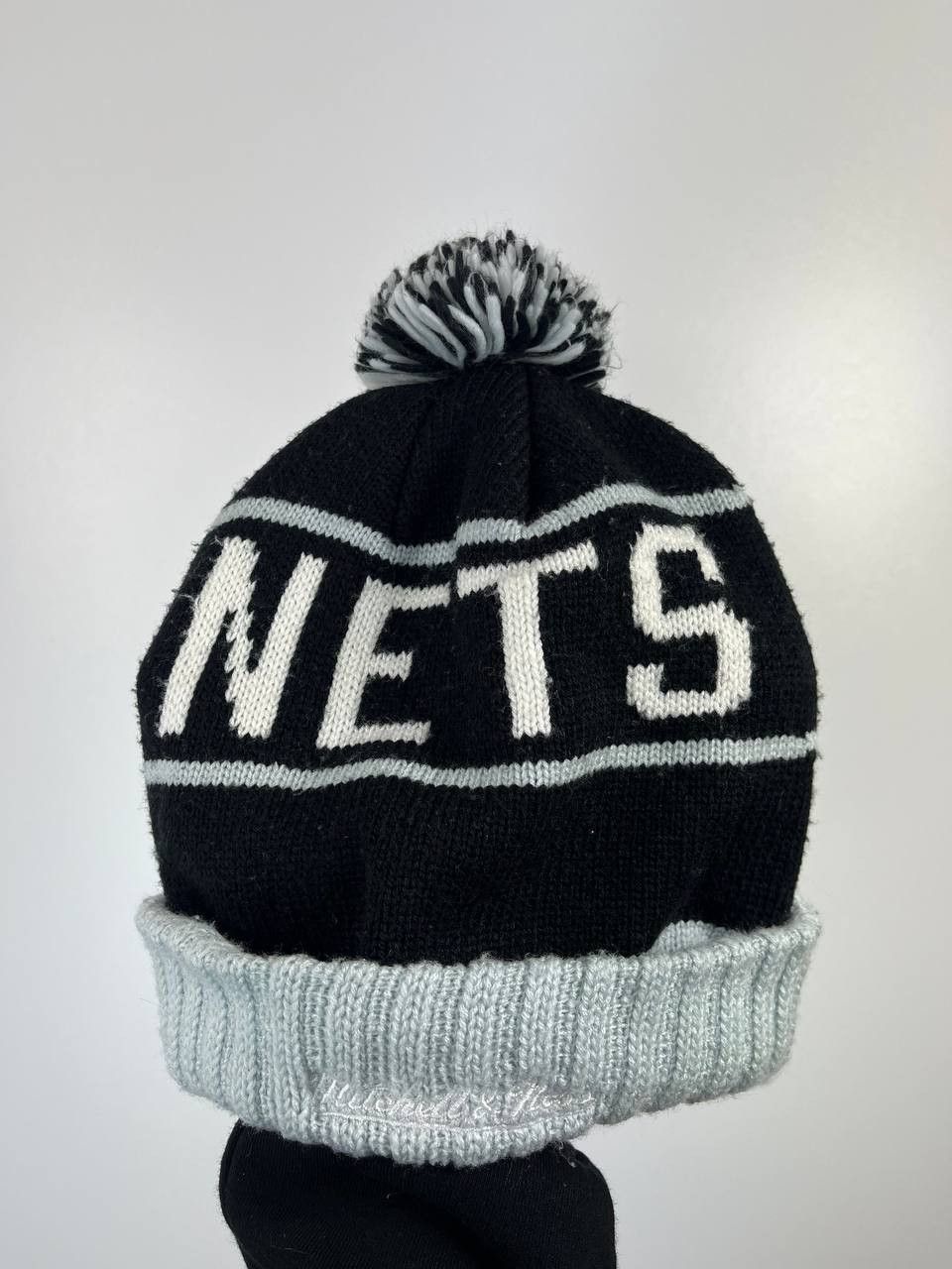 Other Brooklyn Nets Knit Beanie Hat Black Grey Mitchell Ness NBA Size ONE SIZE - 7 Thumbnail