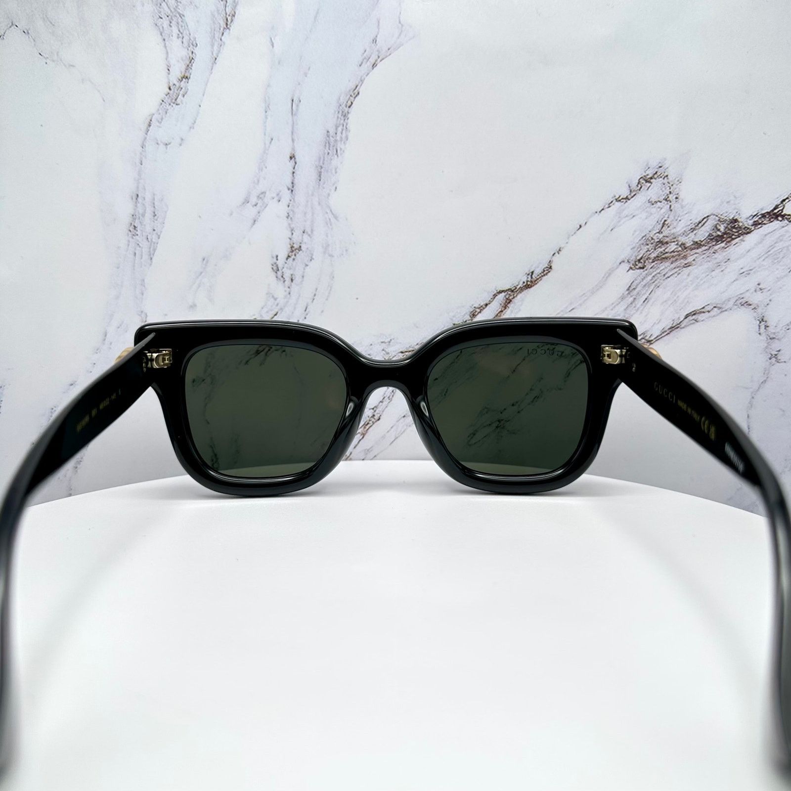 Gucci New GUCCI Sunglasses Black & Gold GG Logo Square Round Size ONE SIZE - 18 Thumbnail