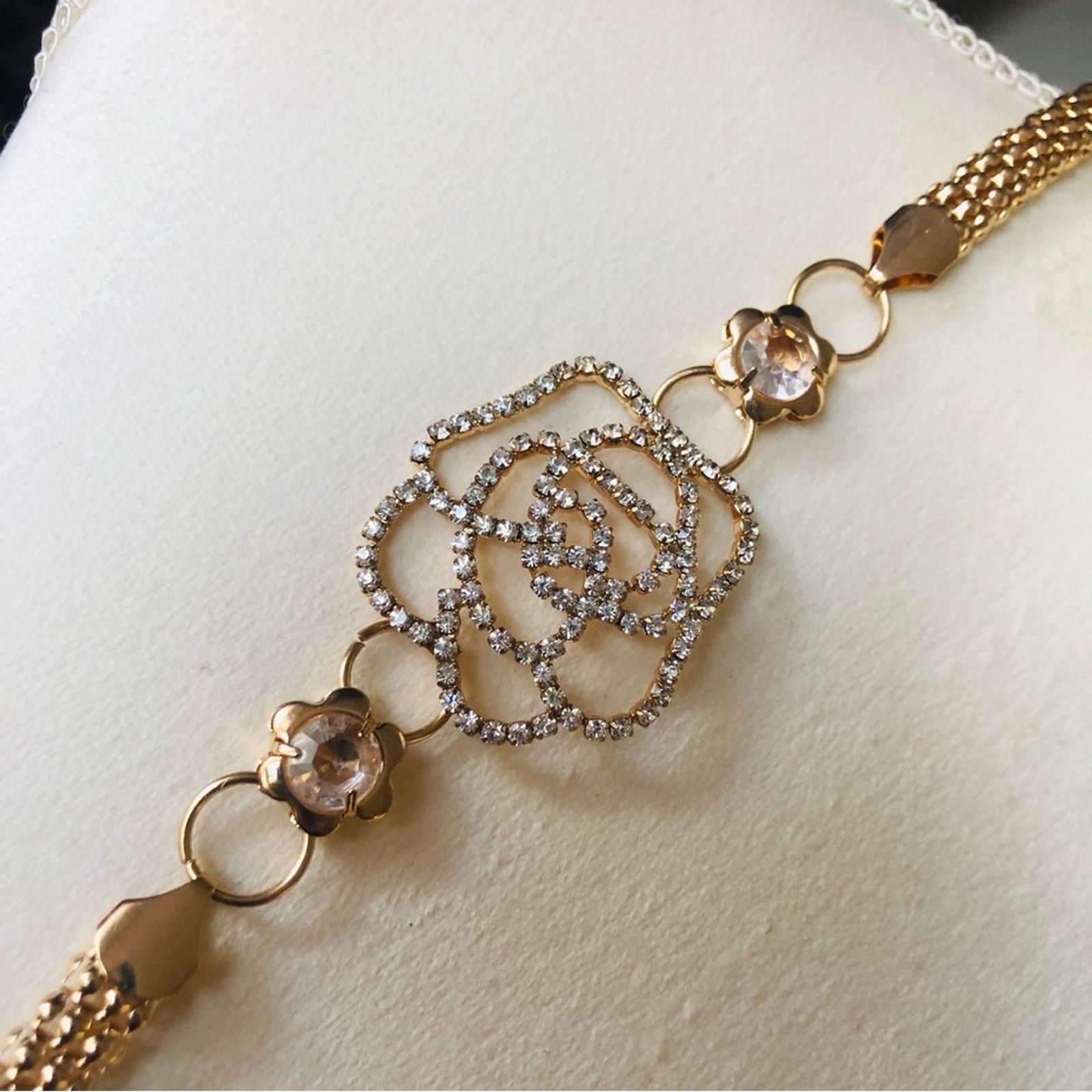 Other Rhinestone rose gold tone mesh chain necklace belt Size ONE SIZE - 4 Thumbnail