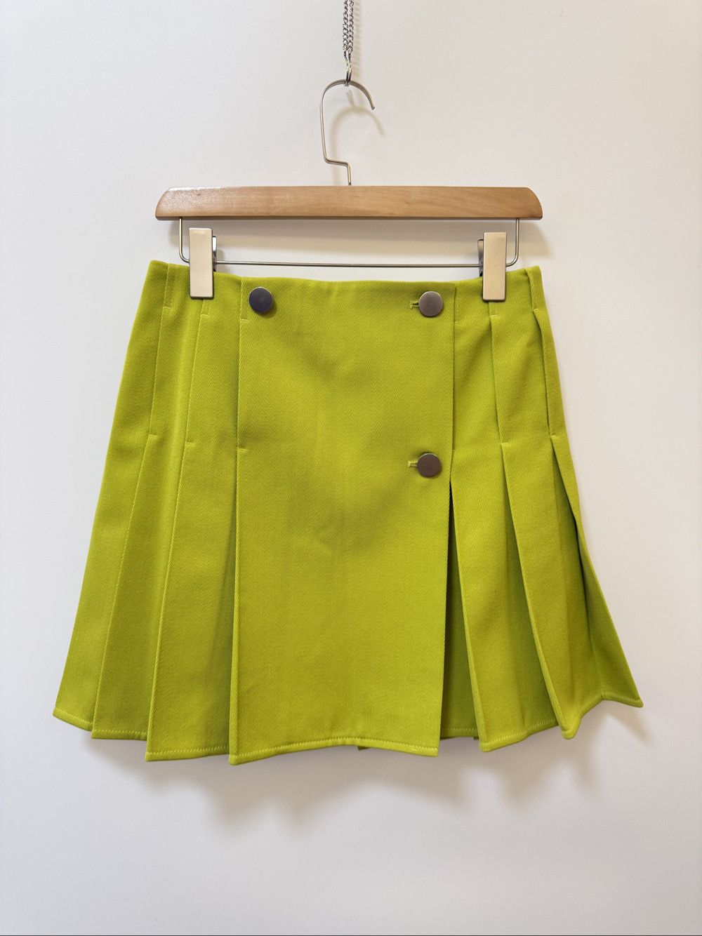 Bottega Veneta Bottega Veneta Green Wool Pleated Mini Skirt Size 40 Size 27" / US 4 / IT 40 - 1 Thumbnail