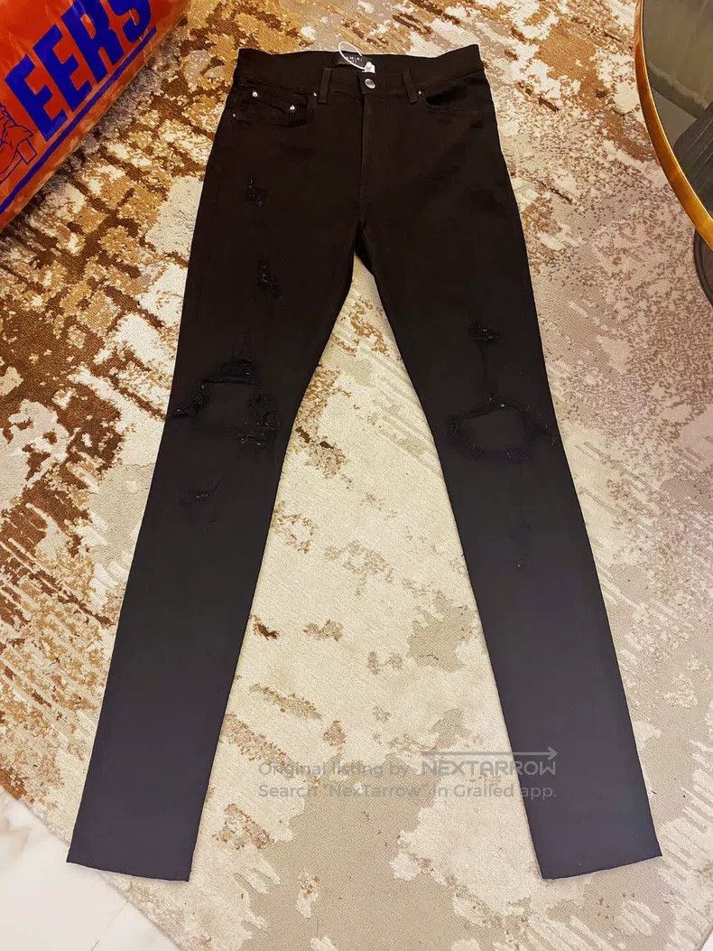 Amiri Amiri Size 32 Pure black knees destroy jeans Size US 32 / EU 48 - 1 Thumbnail