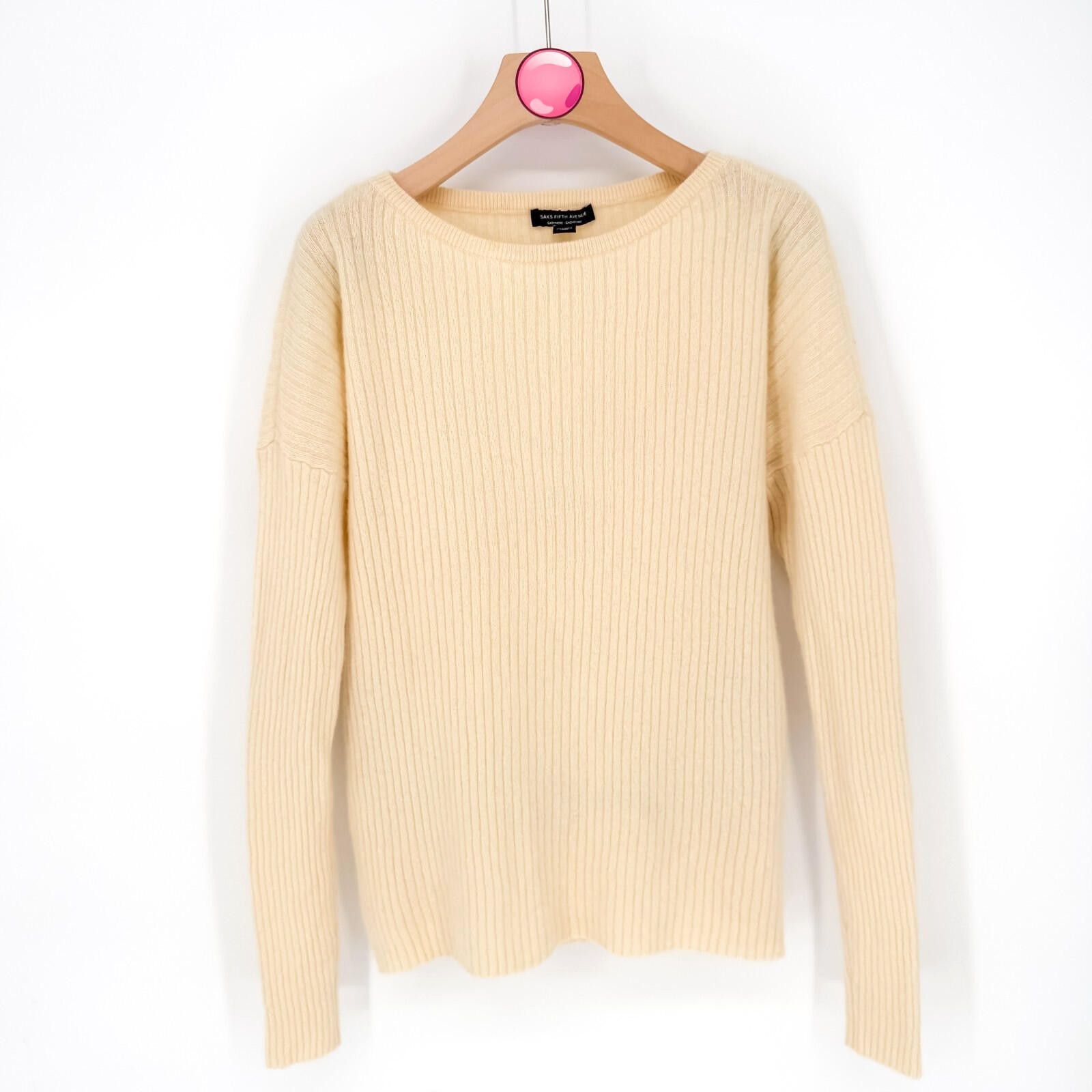 Saks Fifth Avenue Saks Fifth Avenue Cashmere Boat Neck Sweater Luxury Women S Size S / US 4 / IT 40 - 1 Thumbnail