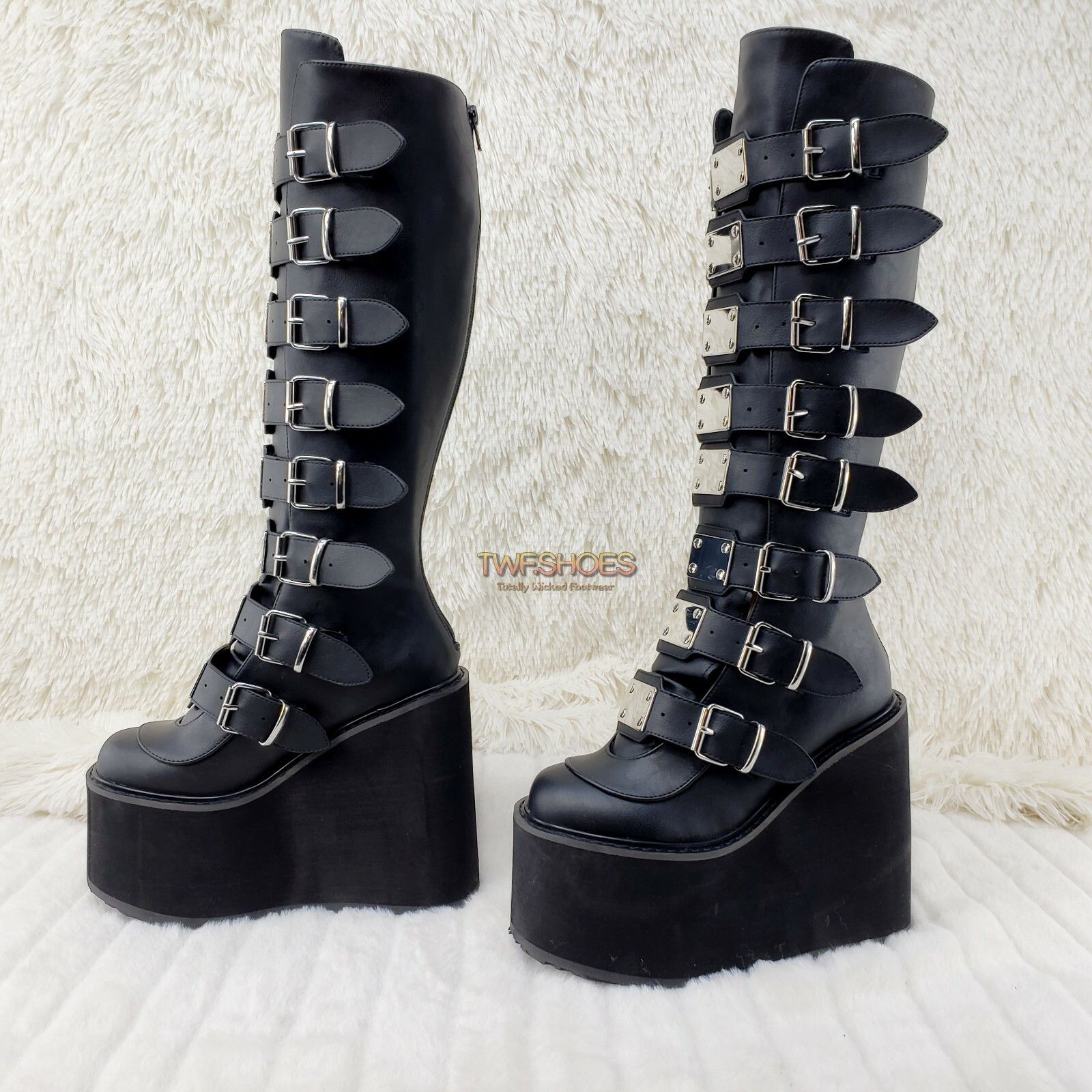 Demonia Cult DEMONIA Swing 815WC Black Matte Goth Wide Calf Knee Boots 5. Size US 6 / IT 36 - 1 Thumbnail