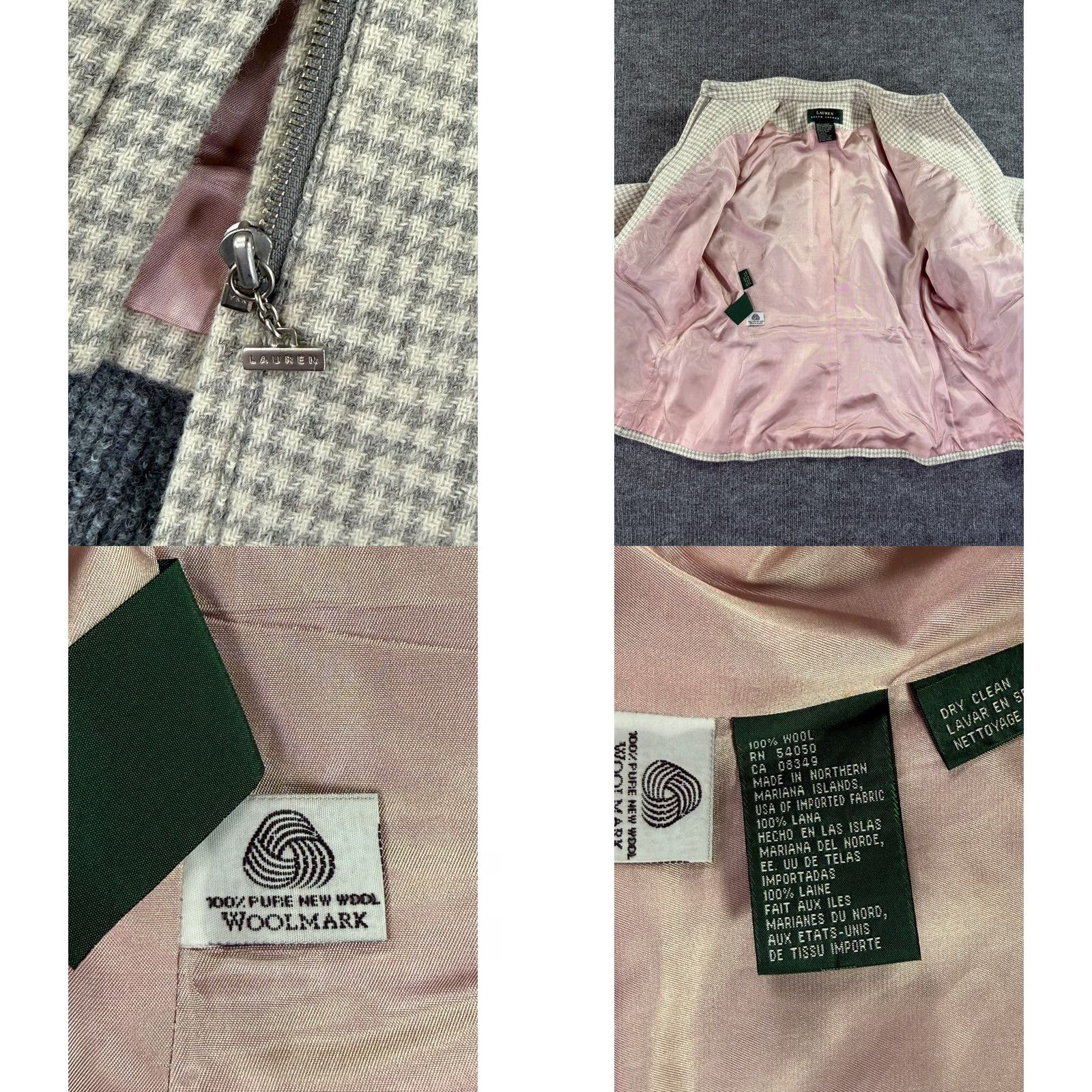 Ralph Lauren VINTAGE Lauren Ralph Lauren Houndstooth Jacket Womens Size 14 Gray Zip Front Collared Size XL / US 12-14 / IT 48-50 - 8 Thumbnail