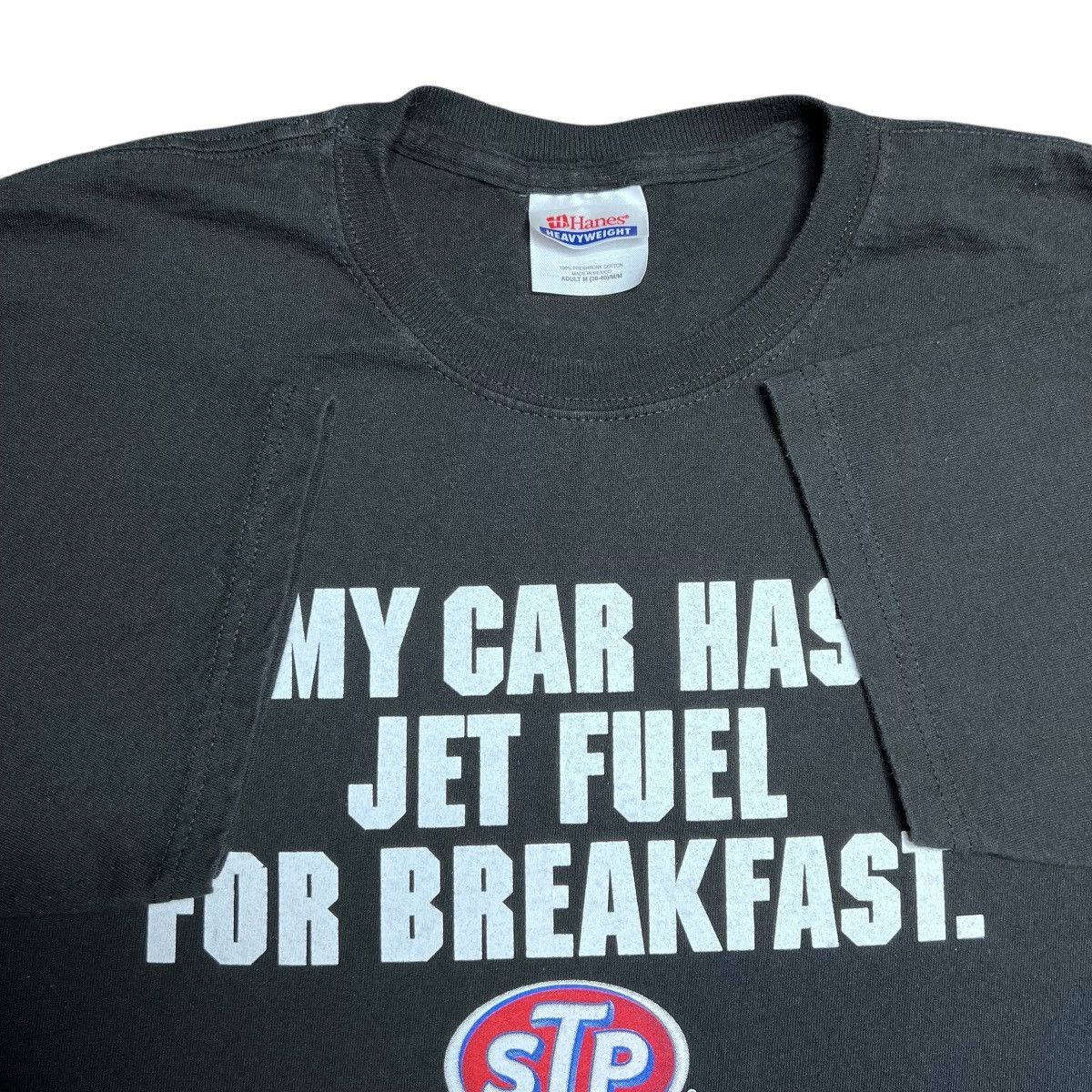 Hanes Vtg 2000s STP Racing My Car Hats Jet Fuel For Breakfast Tee Size US M / EU 48-50 / 2 - 2 Thumbnail