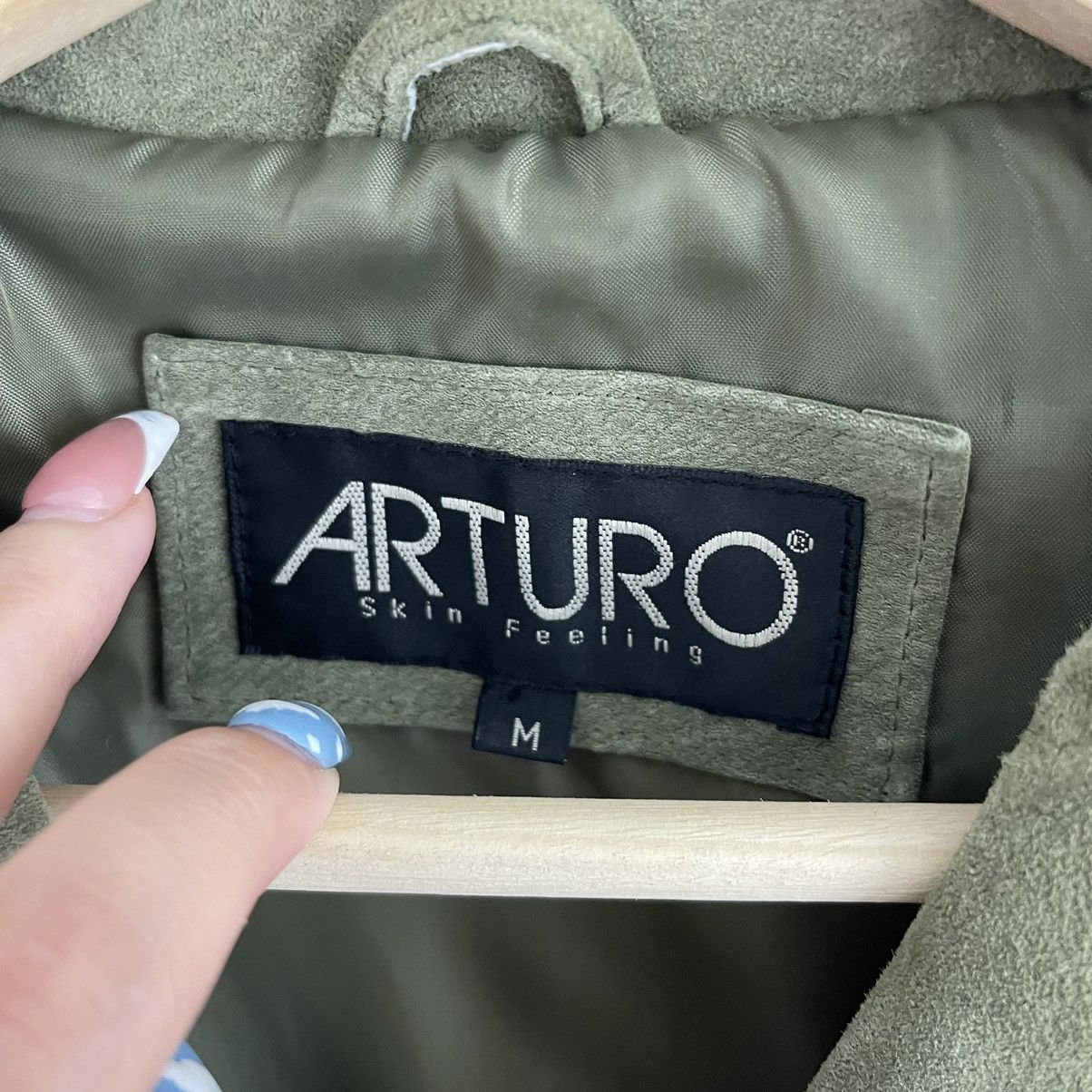 Vintage ARTURO Vintage 90s Green Suede Leather Grunge Fringe Jacket Size M / US 6-8 / IT 42-44 - 8 Thumbnail