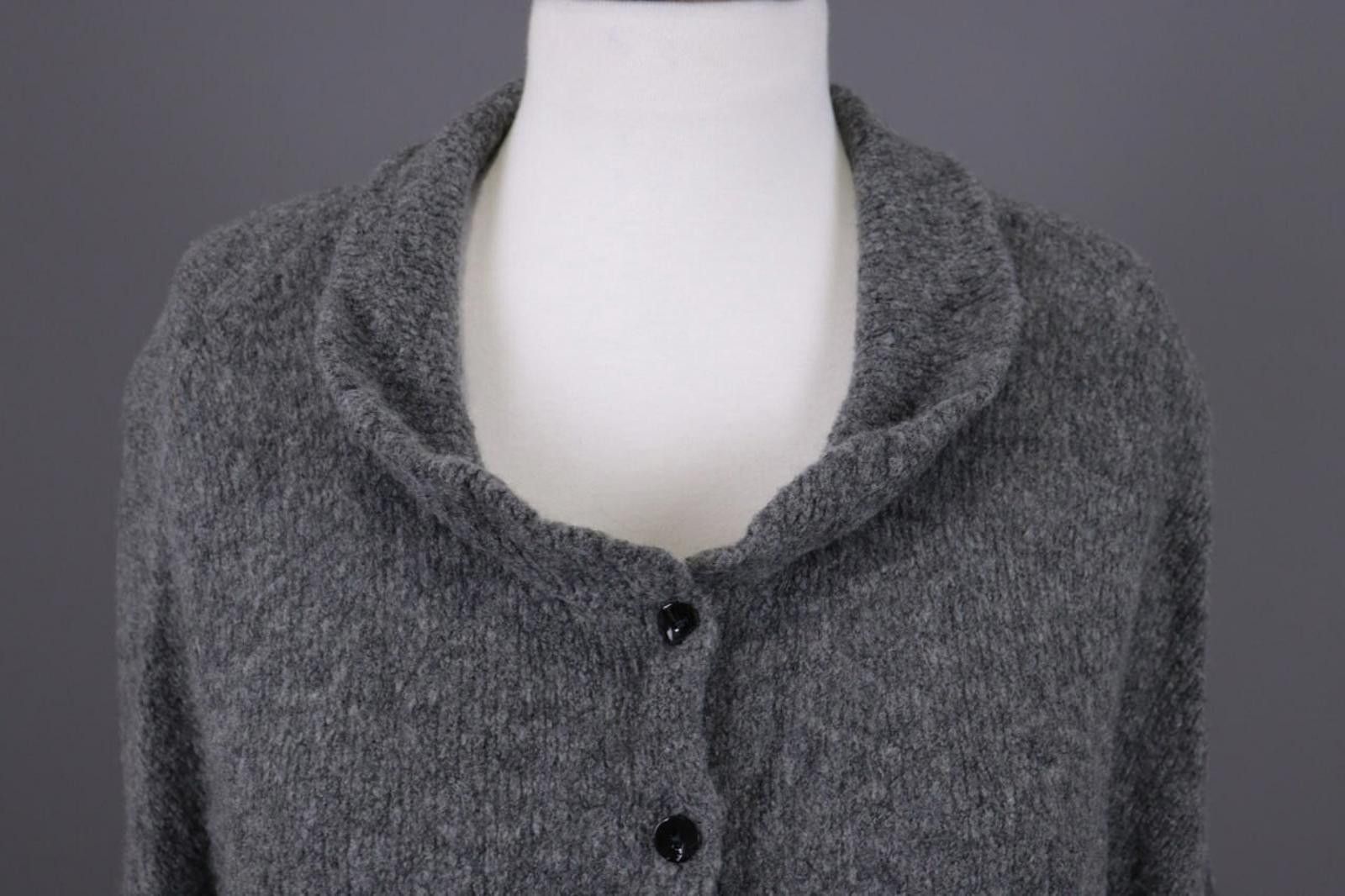 Designer Grizas Gray Wool Lagenlook Textured Sweater Size XL Size XL / US 12-14 / IT 48-50 - 4 Thumbnail