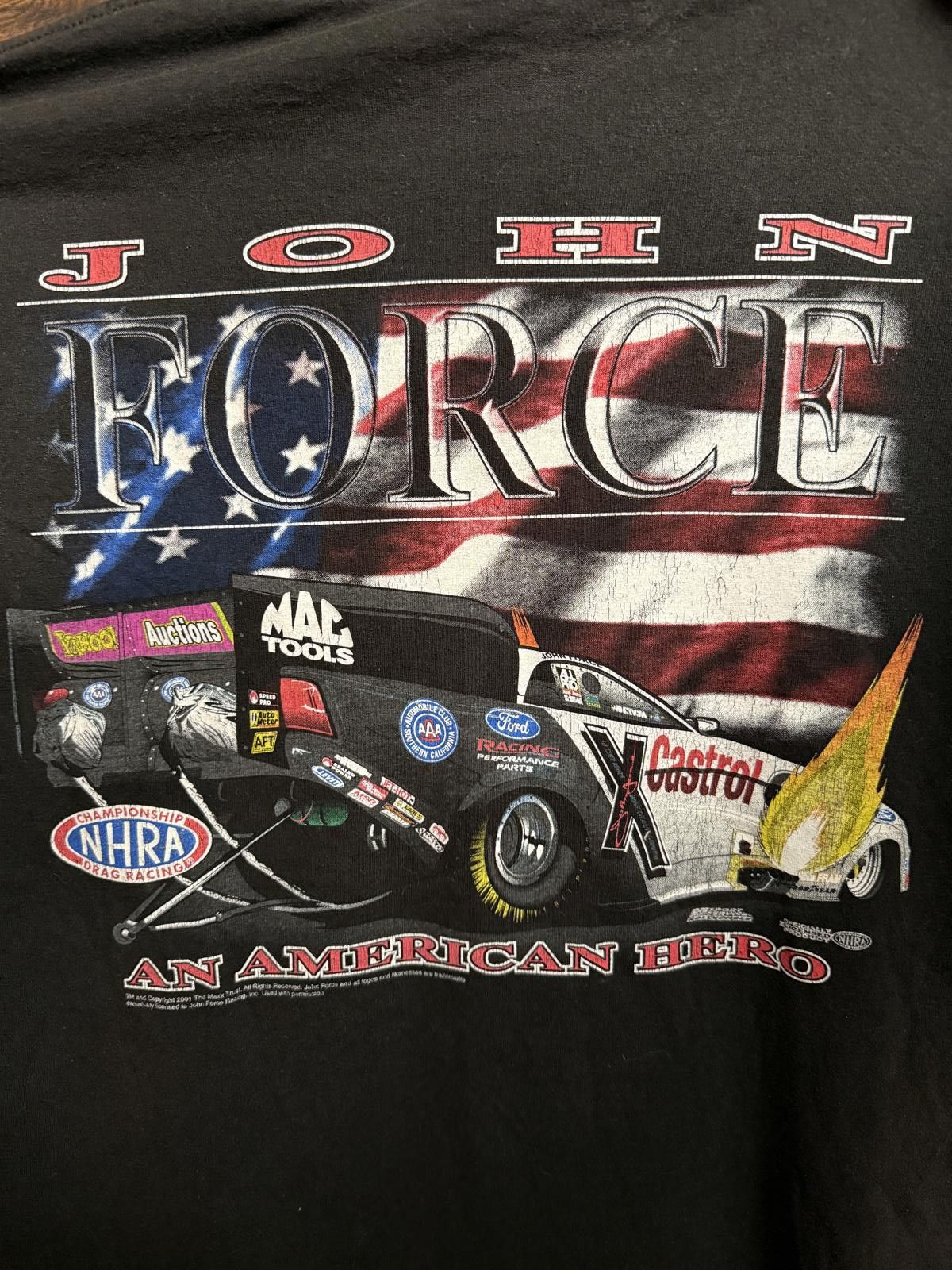 Jerzees VTG John Force Drag Racing T-shirt Castrol GTX Flames XL Size US XL / EU 56 / 4 - 5 Thumbnail