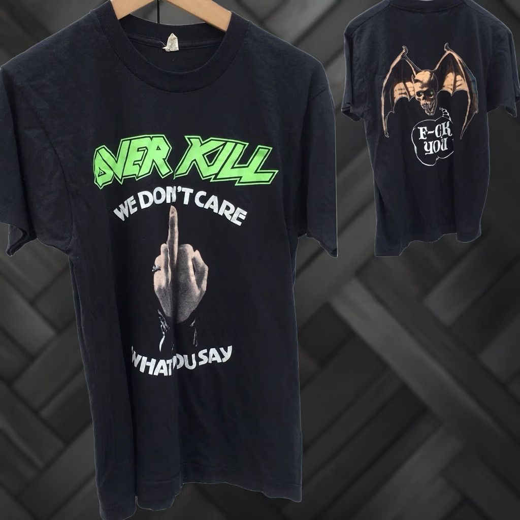 Vintage Vintage Screen Stars Overkill We Don’t Care What You Say T-Shirt 80s 1980s Black M Mens Graphic Tee Size US M / EU 48-50 / 2 - 1 Thumbnail