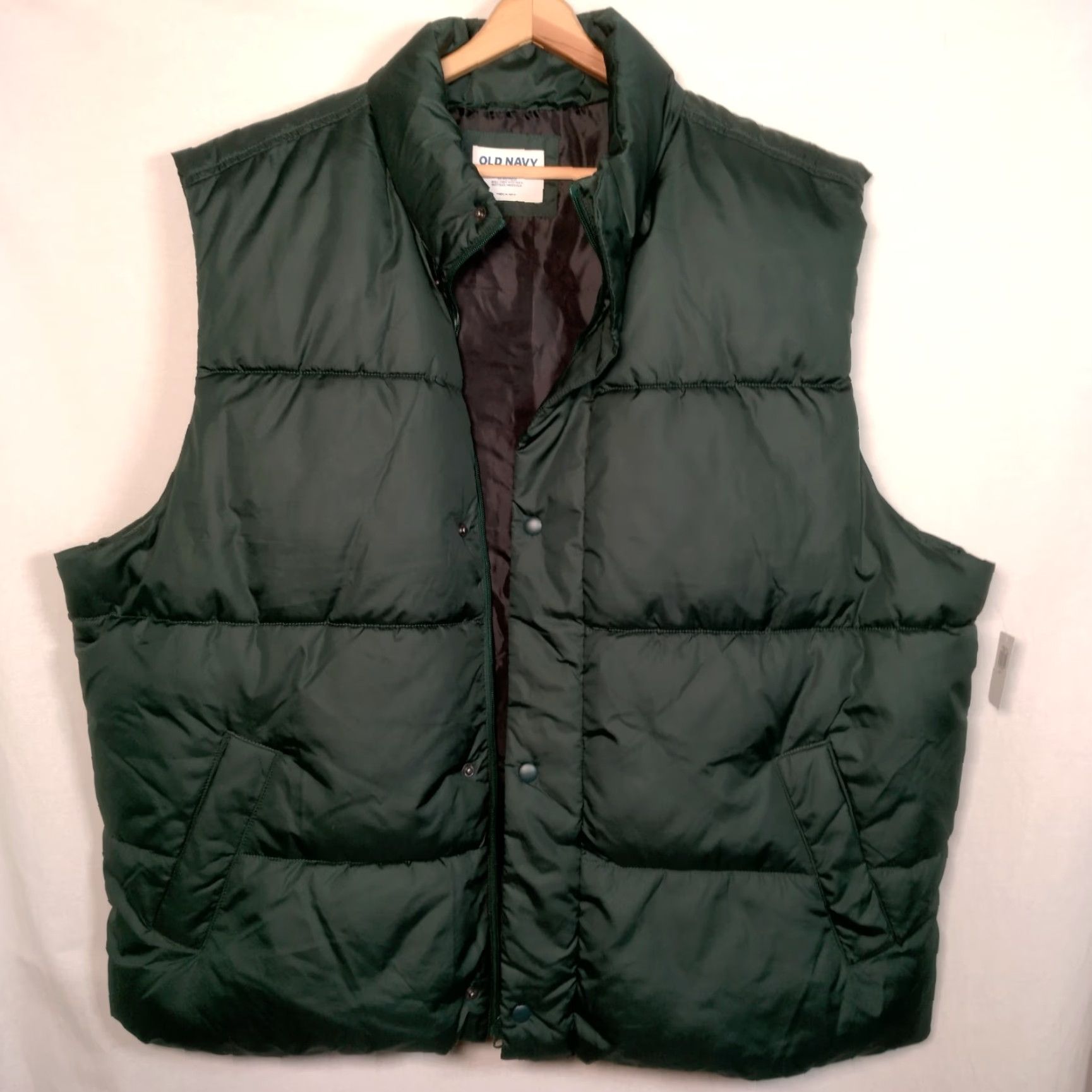 Old Navy VINTAGE Old Navy Puffer Vest Men XXL Forest Green Jacket Snap Zip Up Recycled Size US XXL / EU 58 / 5 - 2 Thumbnail