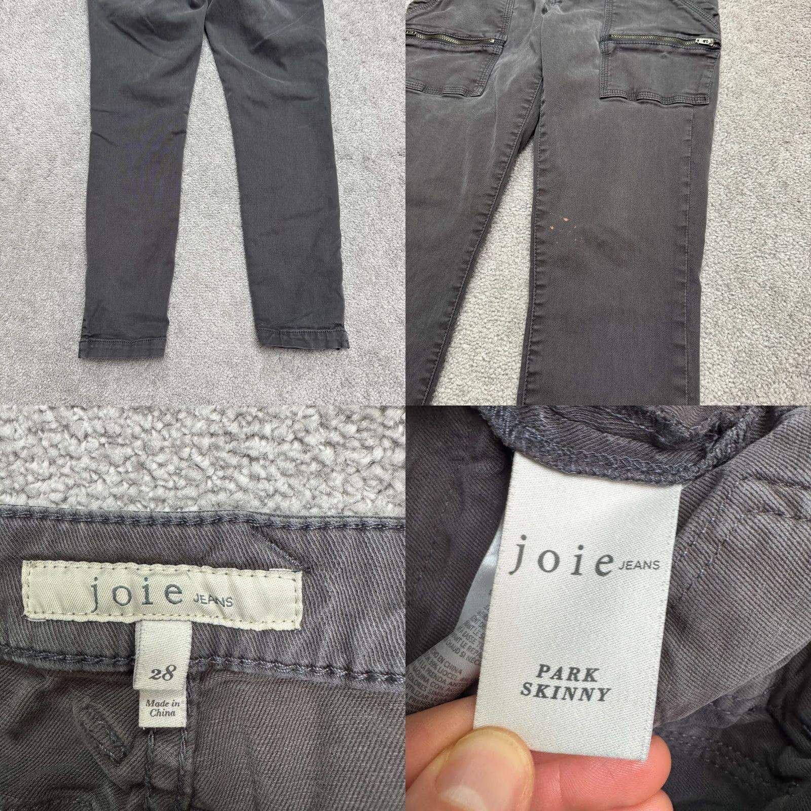 Joie JOIE Skinny Jeans Women 28 Dark Gray Mid Rise Stretch Cargo Ankle Zip Denim Size 28" / US 6 / IT 42 - 8 Thumbnail