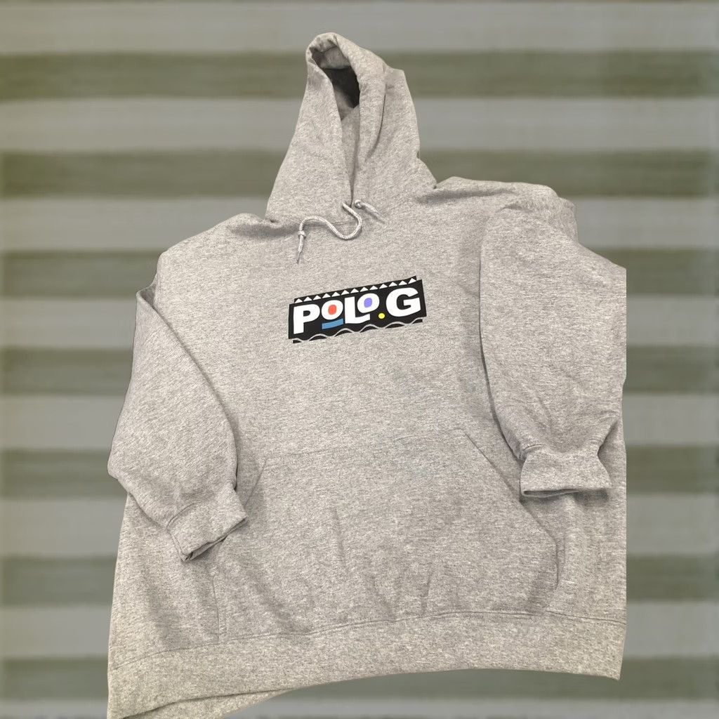 Vintage Polo Hoodie Mens XL Gray Box Logo Crew Neck Hooded Regular Sleeve Pullover Winter Spring Fall Size US XL / EU 56 / 4 - 1 Thumbnail