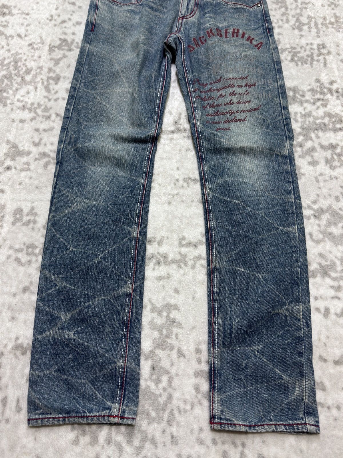 Hysteric Glamour Jack Serika Poem Print Denim Crack Wash Visual Kei Archive Size US 29 - 6 Thumbnail