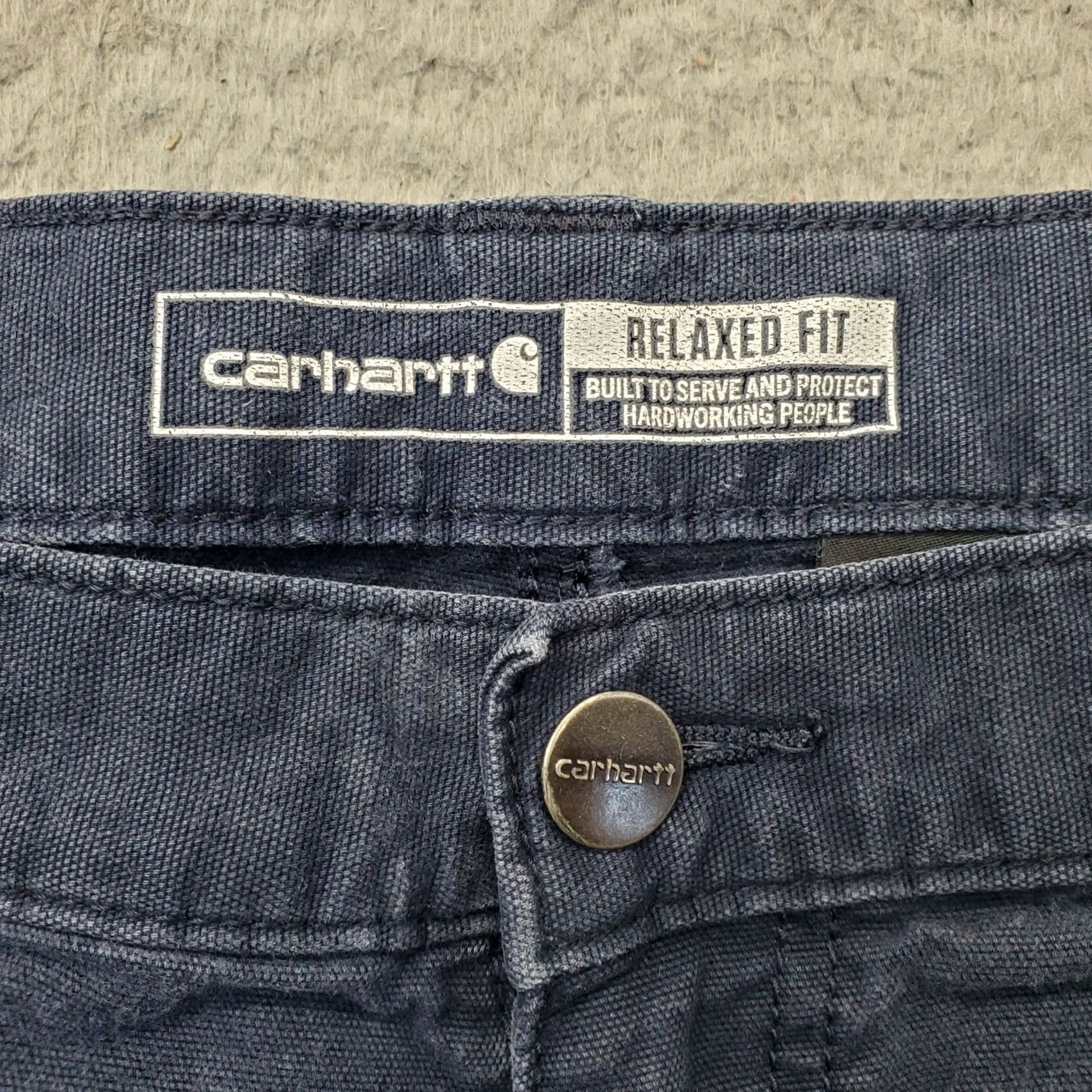 Carhartt Carhartt Work Pants Mens 38x30 Navy Canvas Rugged Flex Relaxed Fit Straight Leg Mens Size 38 Navy Carhartt Work Pants Size US 38 / EU 54 - 7 Thumbnail