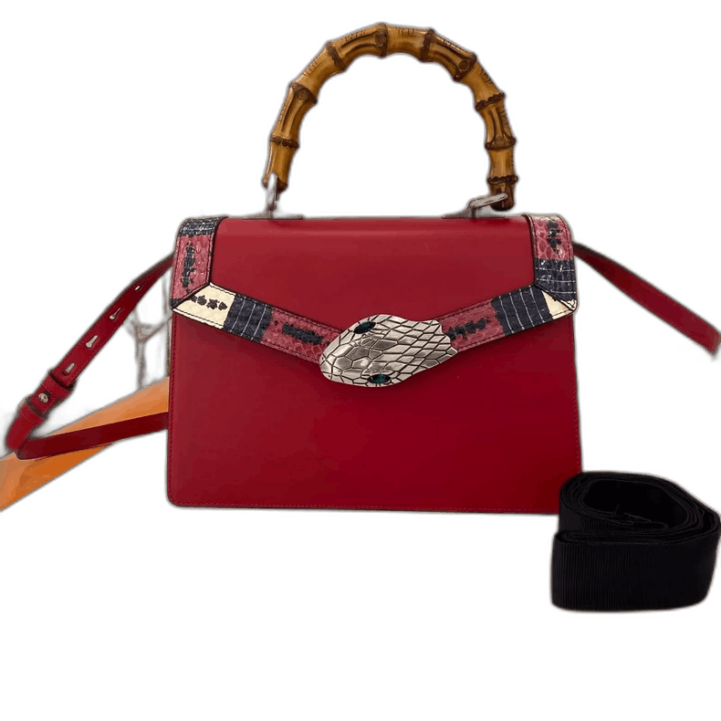 Gucci GUCCI Bamboo Handle Red Leather Bag-2505 Size ONE SIZE - 1 Thumbnail