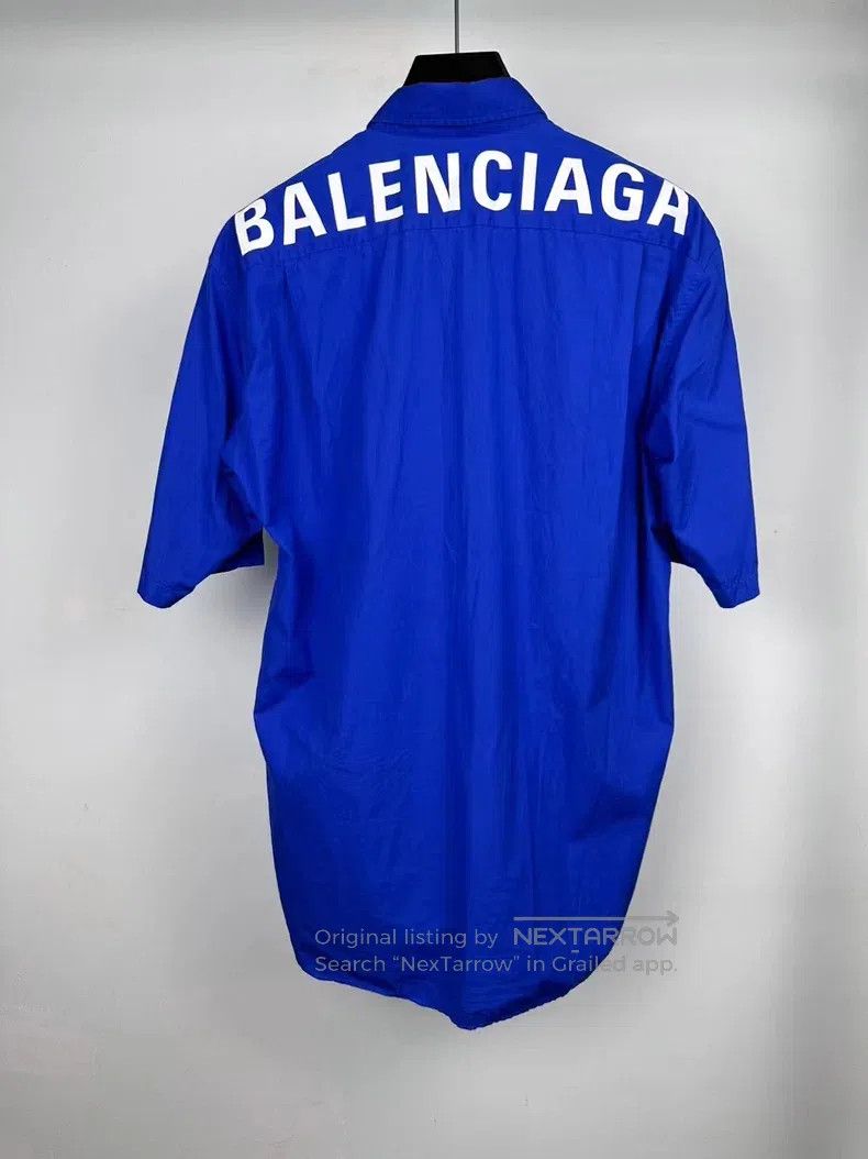 Balenciaga Balenciaga size 37 Blue Letter Print Short Sleeve Shirt Size US S / EU 44-46 / 1 - 1 Thumbnail