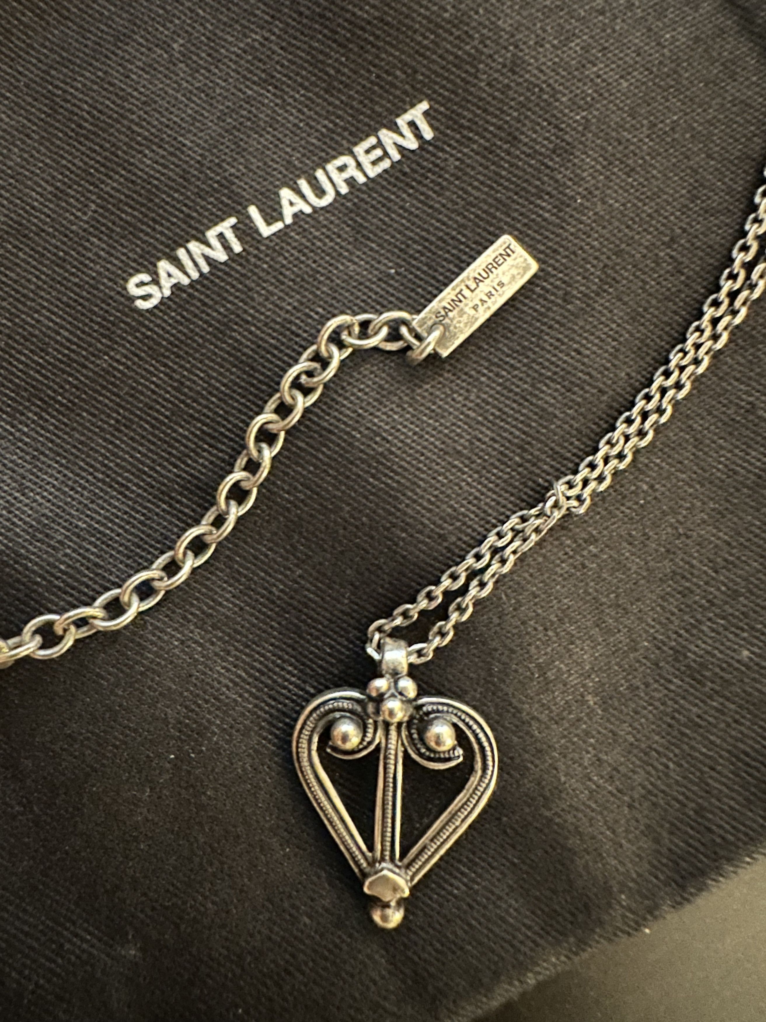 Yves Saint Laurent Heart Charm Pendant Necklace Size ONE SIZE - 4 Thumbnail