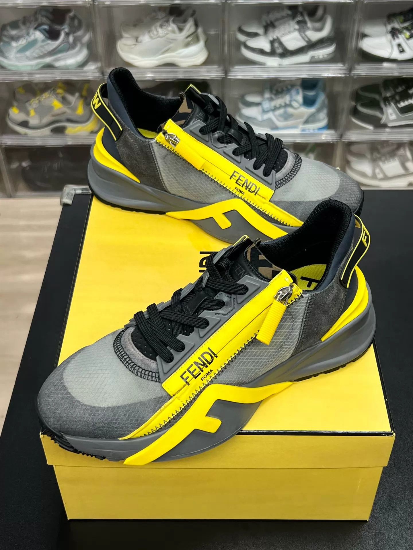 Fendi FENDI Flow Gray Yellow Sneakers EU 39 Like New Size US 6 / EU 39 - 1 Thumbnail
