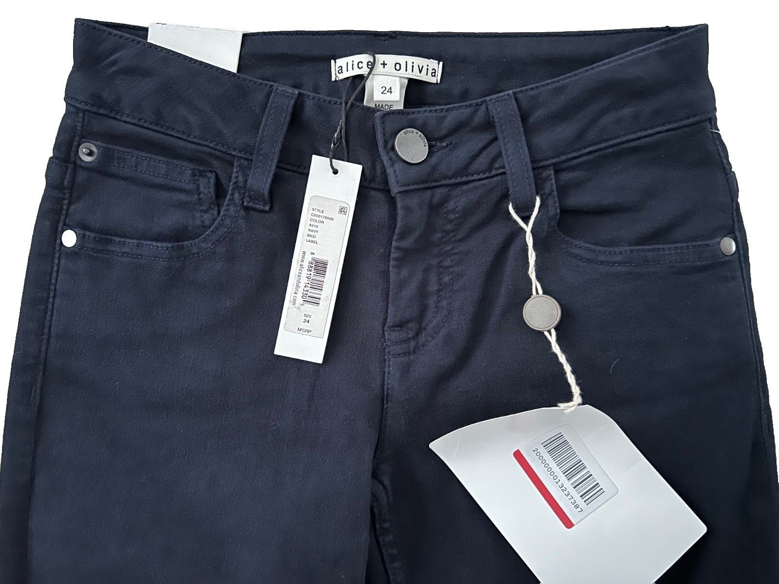 Alice + Olivia *** Alice & Olivia Jane Skinny Denim Jeans Dark Blue ( 24 ) Size 24" / US 00 / IT 34 - 2 Thumbnail