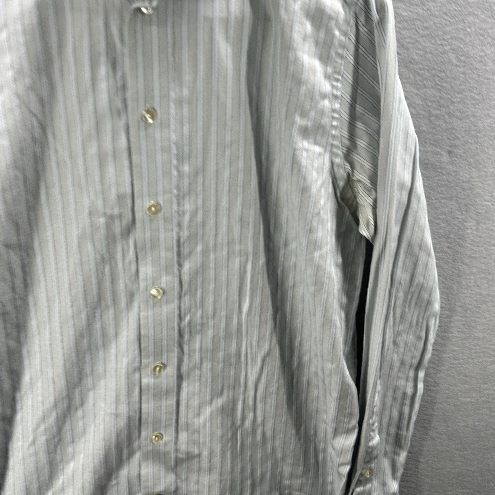 Eton Etón Dress Shirt Mens 15.5 39 Contemporary Twill Gray Striped Blue Gray Size 40R - 4 Thumbnail