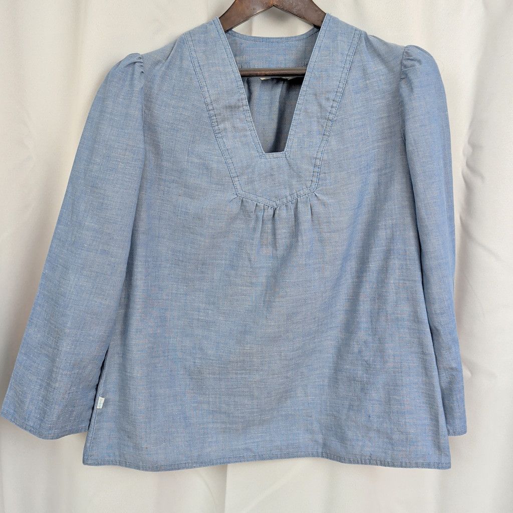 Levi's × Vintage 70's Levi's Chambray Peasant Top Size M / US 6-8 / IT 42-44 - 6 Thumbnail
