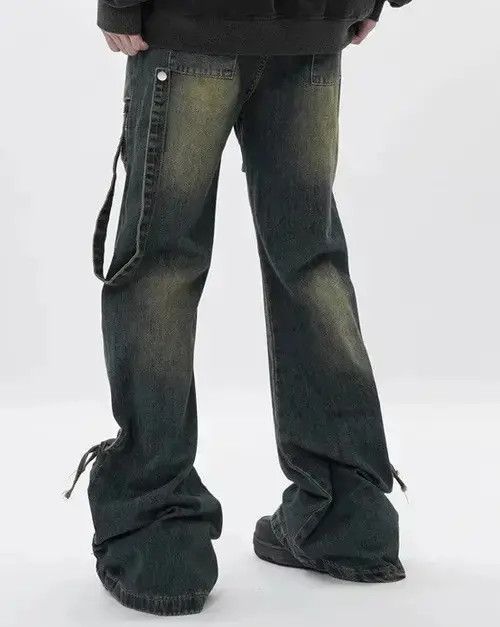 VIBE Unisex Y2K Stacked Baggy Flare Jeans Size US 33 - 3 Thumbnail
