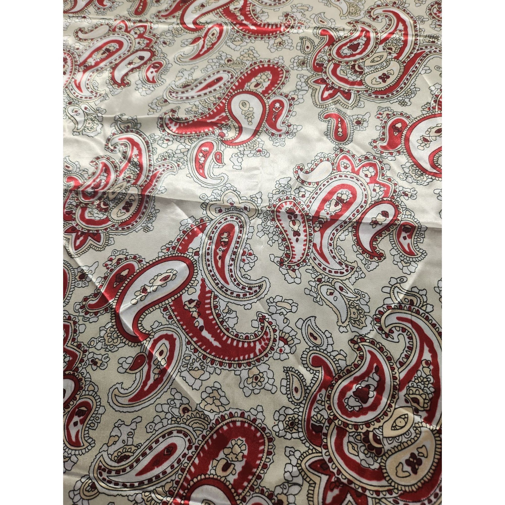 Other Red & Cream Paisley Square Scarf 100% Polyester 34"x34" Silk Size ONE SIZE - 8 Thumbnail
