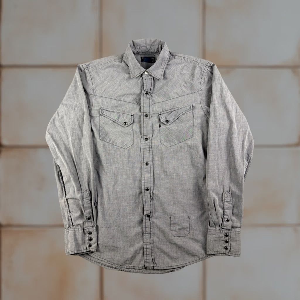 Polo Ralph Lauren VINTAGE Polo Jeans Company Pearl Snap Shirt Men’s Medium Gray Button Up Western Shirt Mens M Gray Western Button-Up Long Sleeve Size US M / EU 48-50 / 2 - 1 Thumbnail