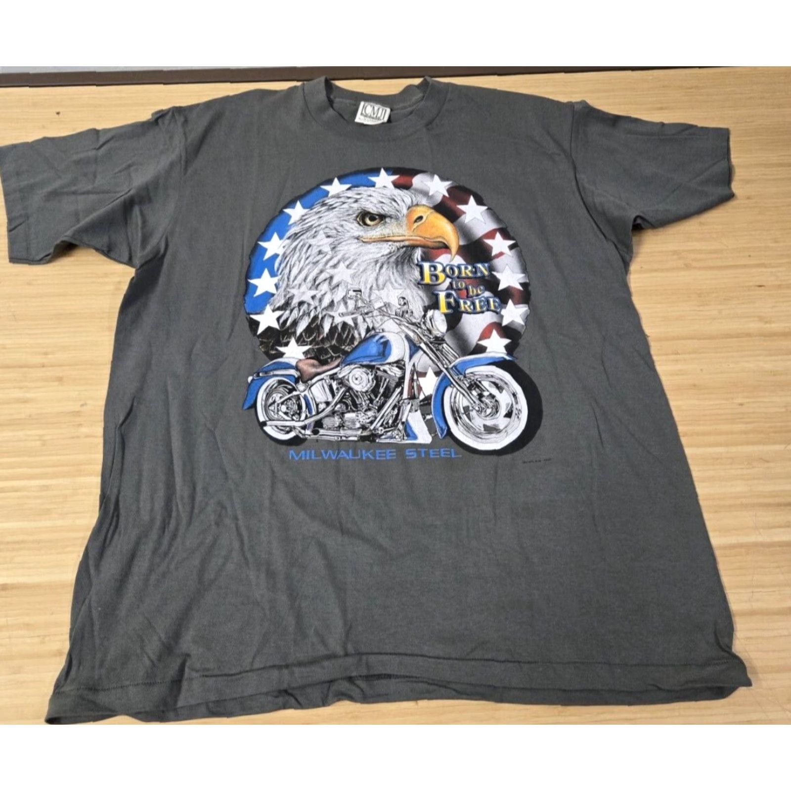 Vintage Vintage CMJ T-Shirt Men's L Gray Cotton Short Sleeve Crew Neck Biker Motorcycle Eagle Sturgis Graphic Tee 1990s Size US L / EU 52-54 / 3 - 2 Thumbnail