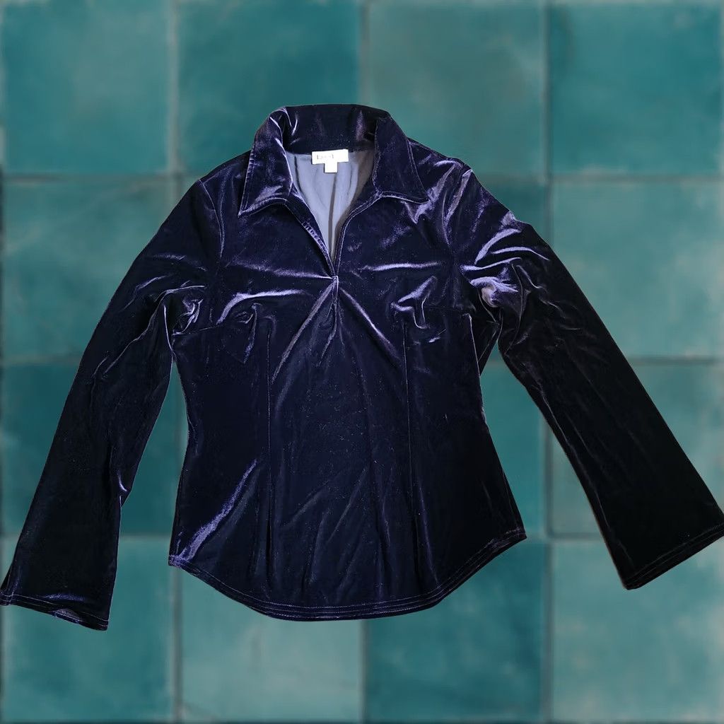 Bebe Bebe San Francisco Women's Velvet Purple Long Sleeve Blouse - Size L Size L / US 10 / IT 46 - 1 Thumbnail