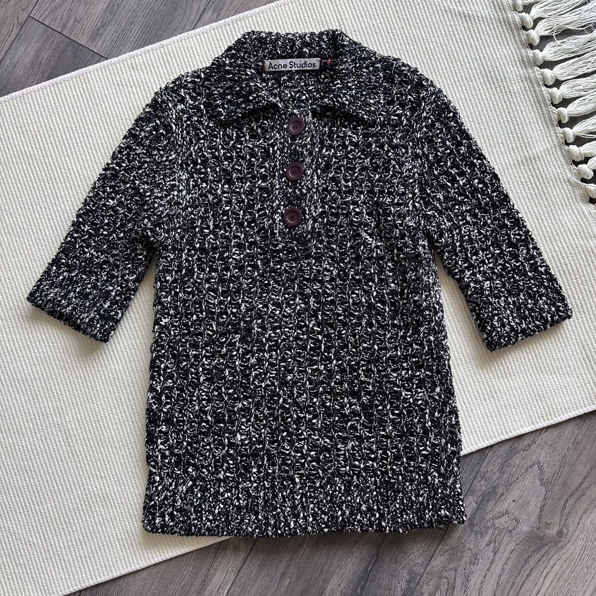 Acne Studios Acne Studios Black and White Marled Knit Polo Shirt Size XS / US 0-2 / IT 36-38 - 1 Thumbnail