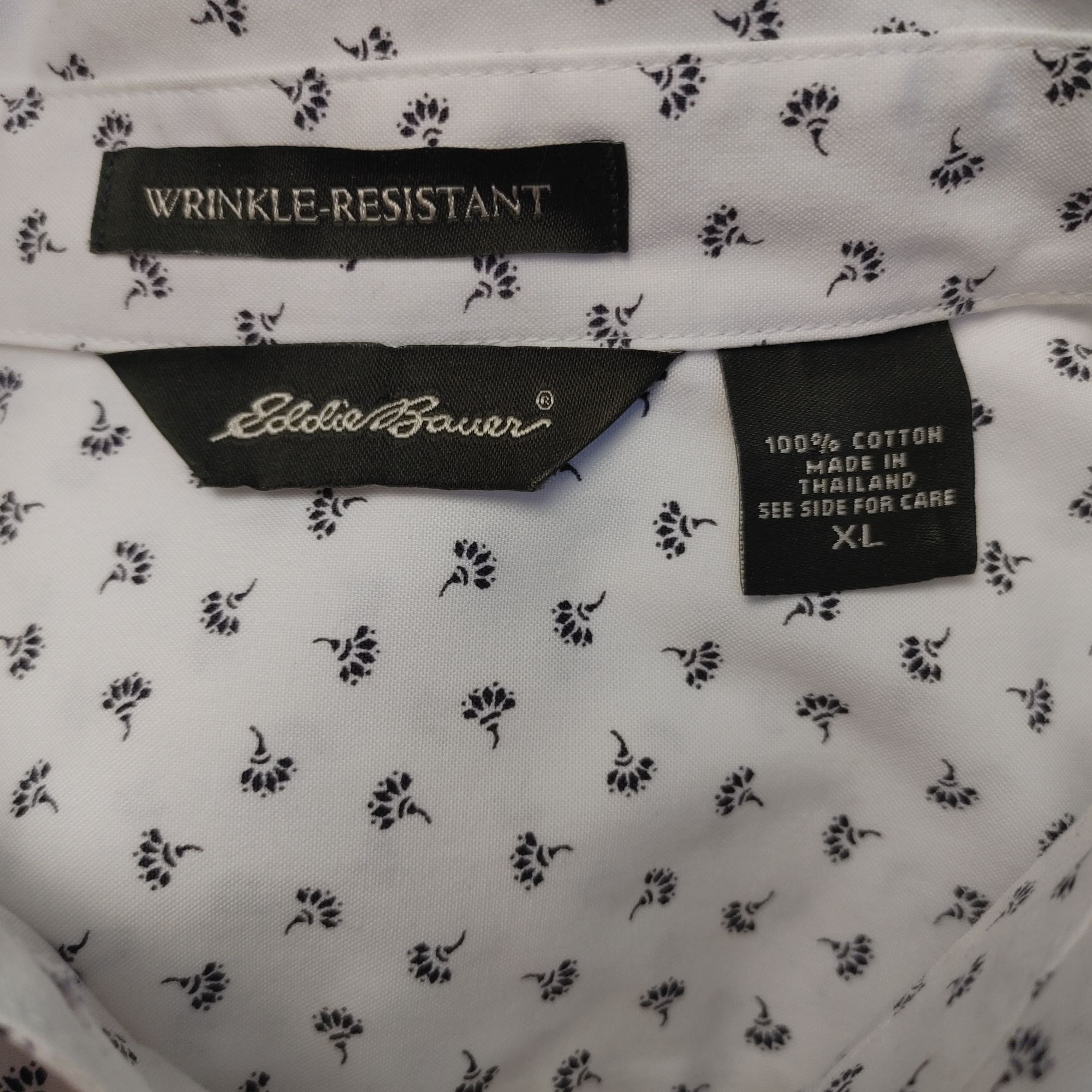 Eddie Bauer Eddie Bauer Men's Floral Print White/Black Long Sleeve Dress Size US XL / EU 56 / 4 - 3 Thumbnail