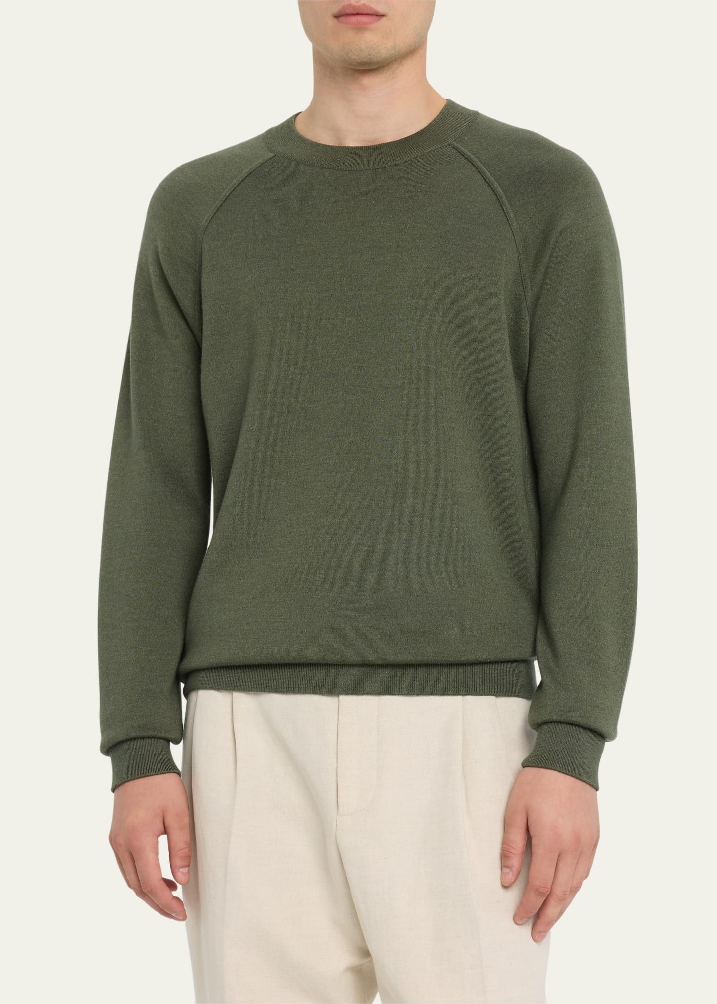 Loro Piana o1w1db10724 Balfour Crewneck Sweater in Green Size US XL / EU 56 / 4 - 4 Thumbnail
