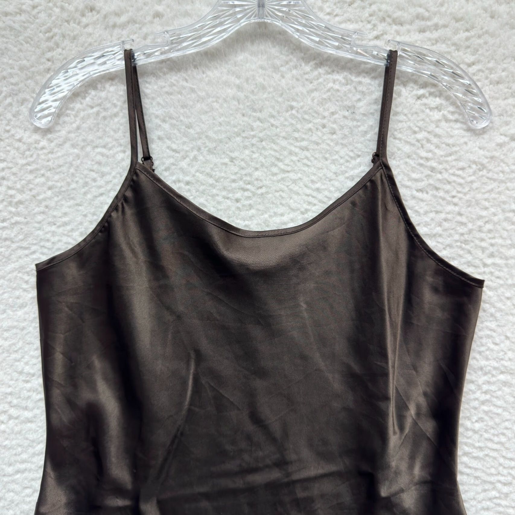 Apt. 9 VINTAGE Y2K Camisole Slip Tank Top Medium Brown Satin Fairy Grunge Whimsigoth Size M / US 6-8 / IT 42-44 - 3 Thumbnail
