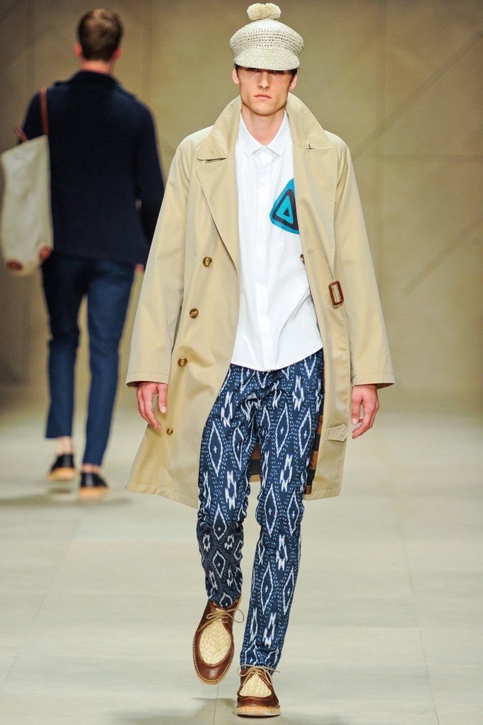 Burberry SS 2012 Burberry NWT Indigo White Ikat Tri Blend Pants Size US 36 / EU 52 - 1 Thumbnail