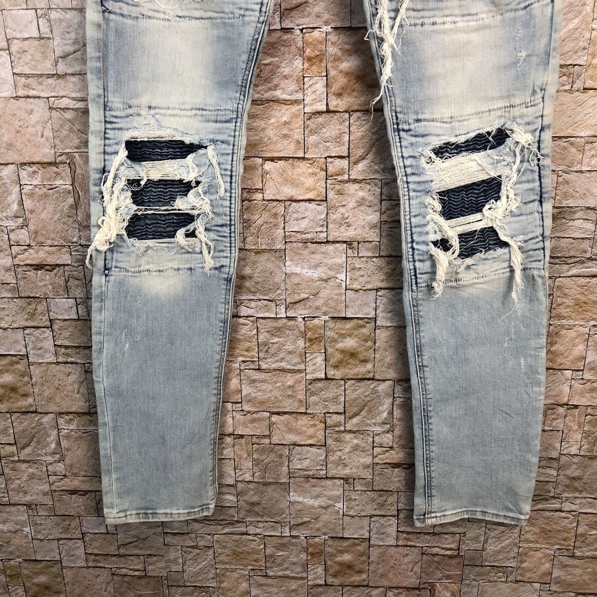 Vintage H&M Blue Distressed ripped Denim Pants #A453 Size US 32 / EU 48 - 7 Thumbnail