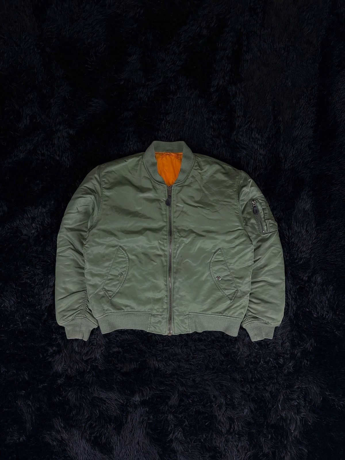 Vintage Vintage MA-1 Alpha Flight Military Khaki Bomber Jacket Size US L / EU 52-54 / 3 - 1 Thumbnail