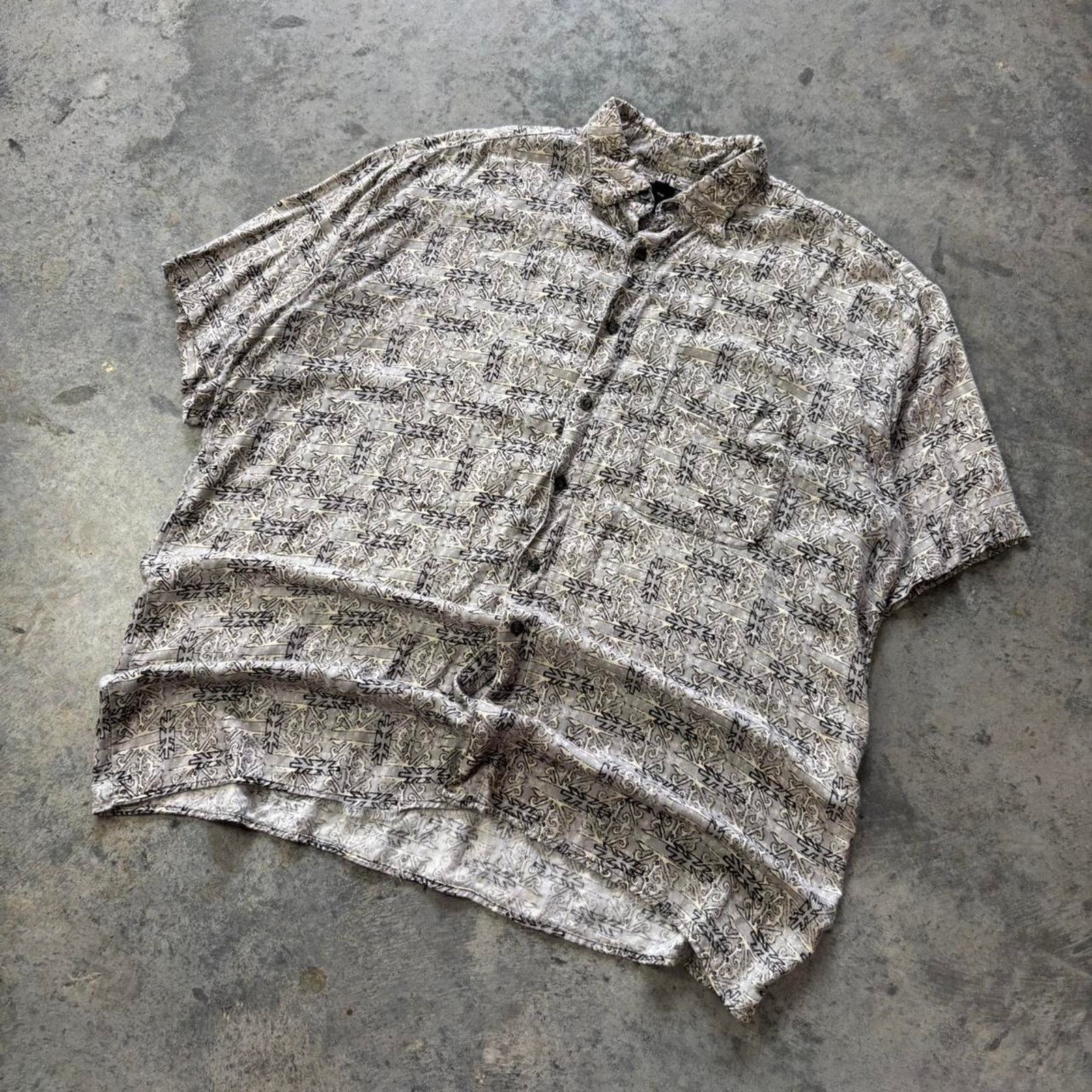 Affliction × Vintage 90s Vintage Patterned Button Up Shirt Size US XL / EU 56 / 4 - 2 Thumbnail