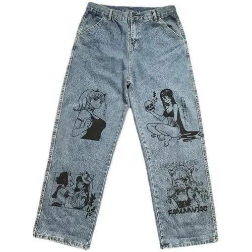 Jean Miyahara x Yuk Anime Graphic Straight Leg Blue Denim Jeans Size US 32 / EU 48 - 4 Thumbnail