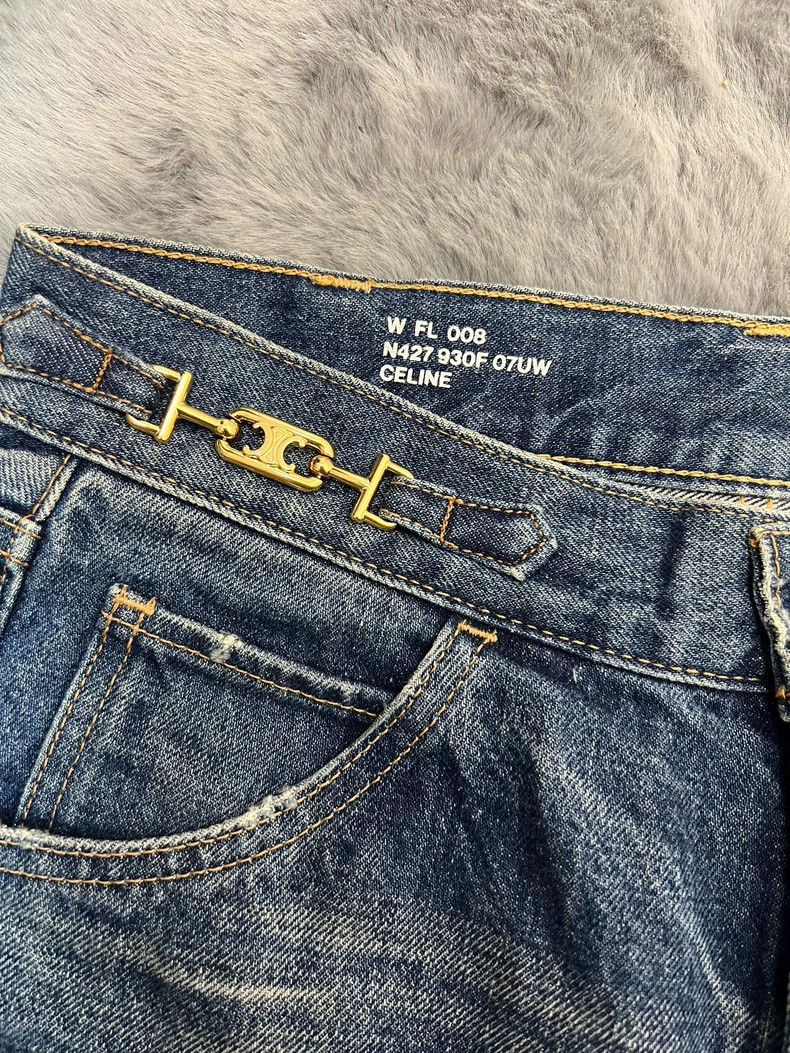 Celine CelineFall/Winter 20 Dylan Gold Chain Washed Blue Micro Fla Size US 27 - 3 Thumbnail