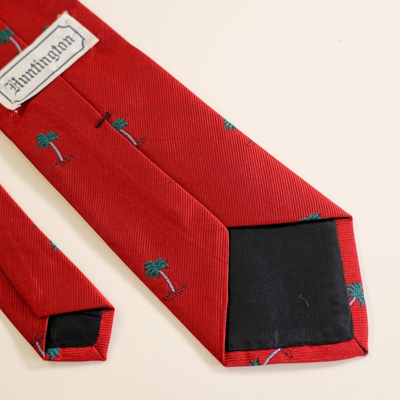 Huntington Huntington Red Woven Palm Tree Silk Tie Size ONE SIZE - 4 Thumbnail