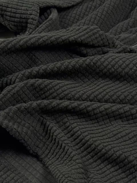 Japanese Brand DETACHABLE SLEEVE GRID FLEECE PULL OVER | baloriginal. Size US S / EU 44-46 / 1 - 8 Thumbnail