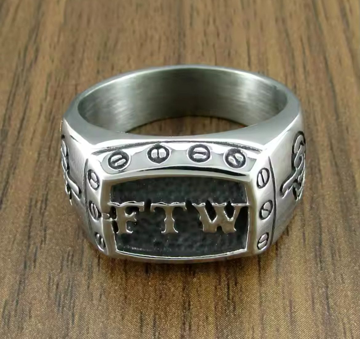 Vintage "FTW" Stainless Steel Finger Ring (size 7-15) Size ONE SIZE - 1 Thumbnail