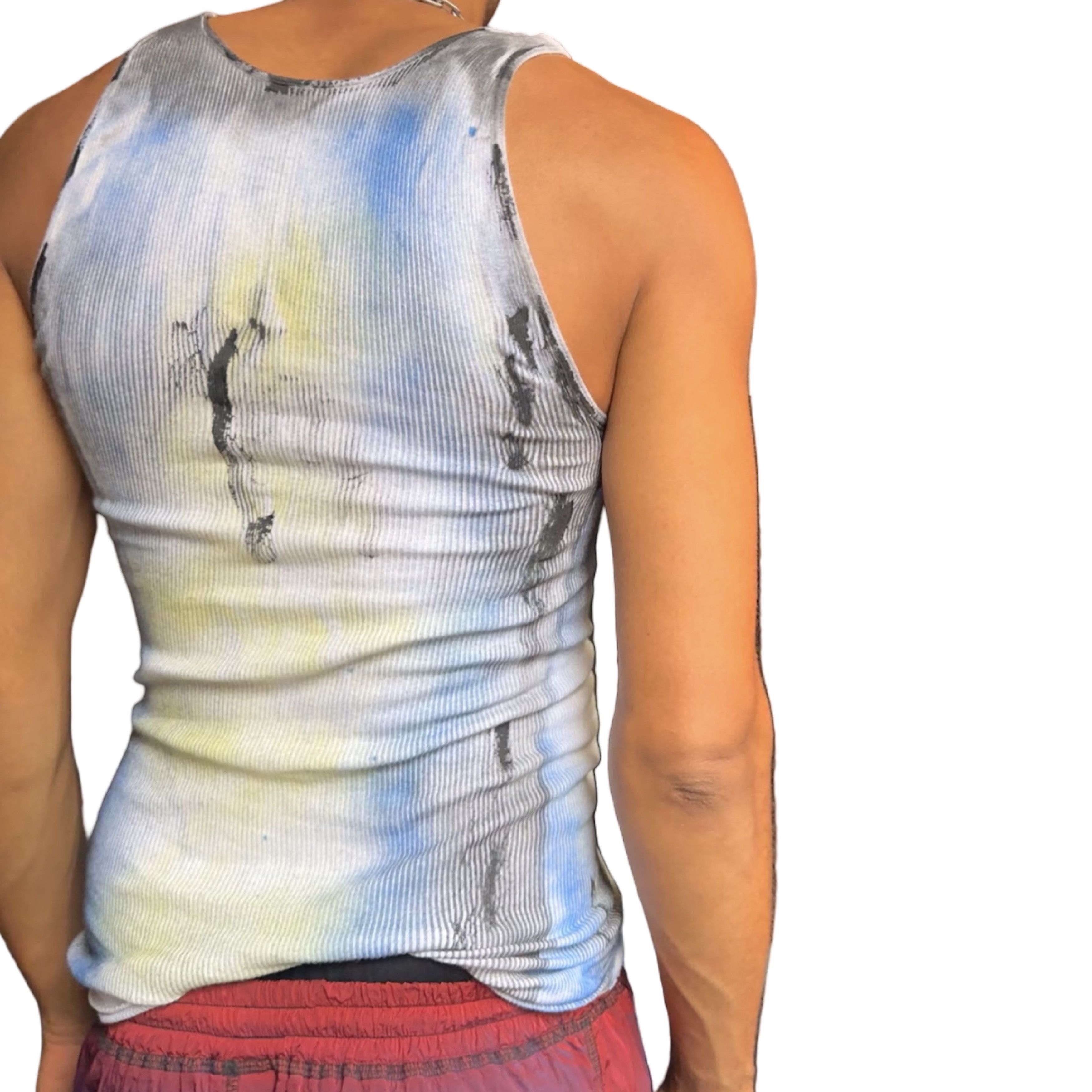 Hanes 'Atmos' White Blue/Yellow Graphic Print Tank Top - Large Size US L / EU 52-54 / 3 - 4 Thumbnail