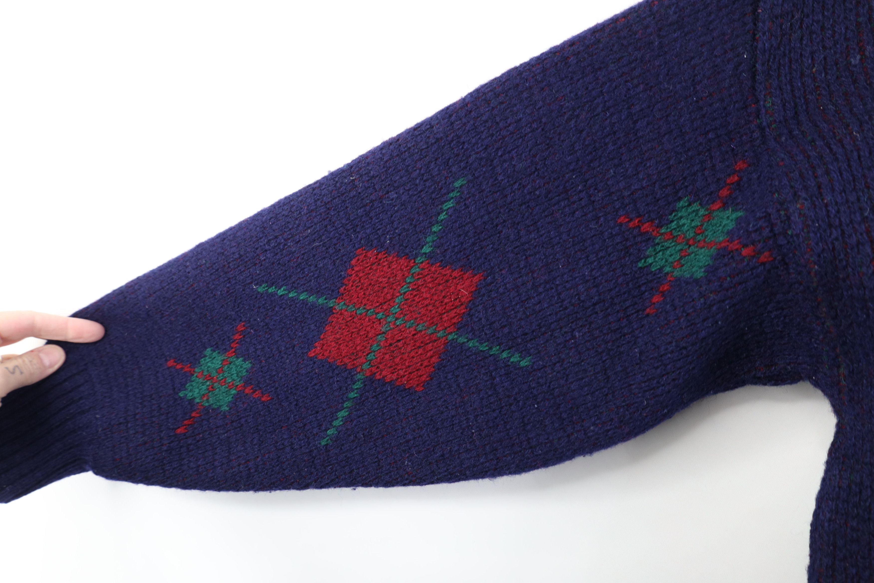 Vintage Vintage 70s Streetwear Argyle Wool Ribbed Knit Sweater Size L / US 10 / IT 46 - 8 Thumbnail