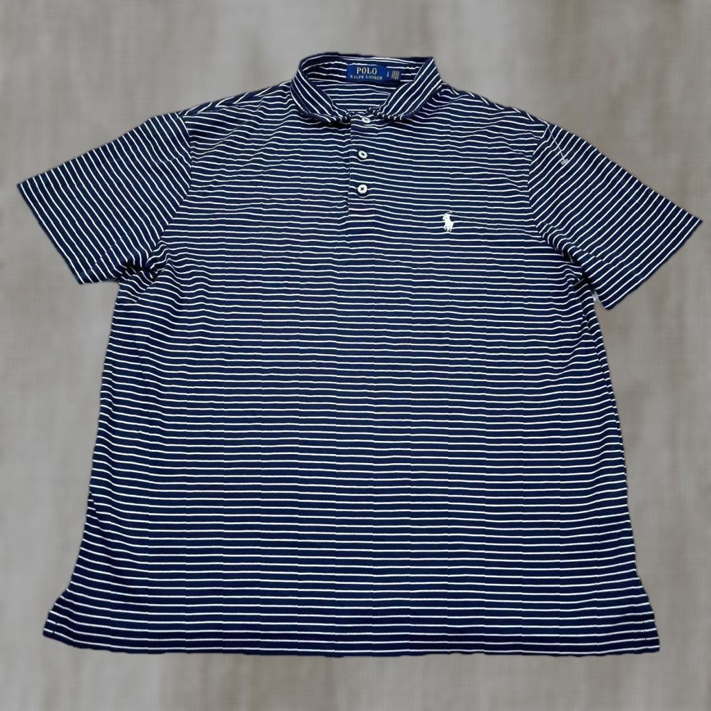 Polo Ralph Lauren Ralph Lauren Polo Shirt Men Large Blue White Striped Golf Size US L / EU 52-54 / 3 - 1 Thumbnail