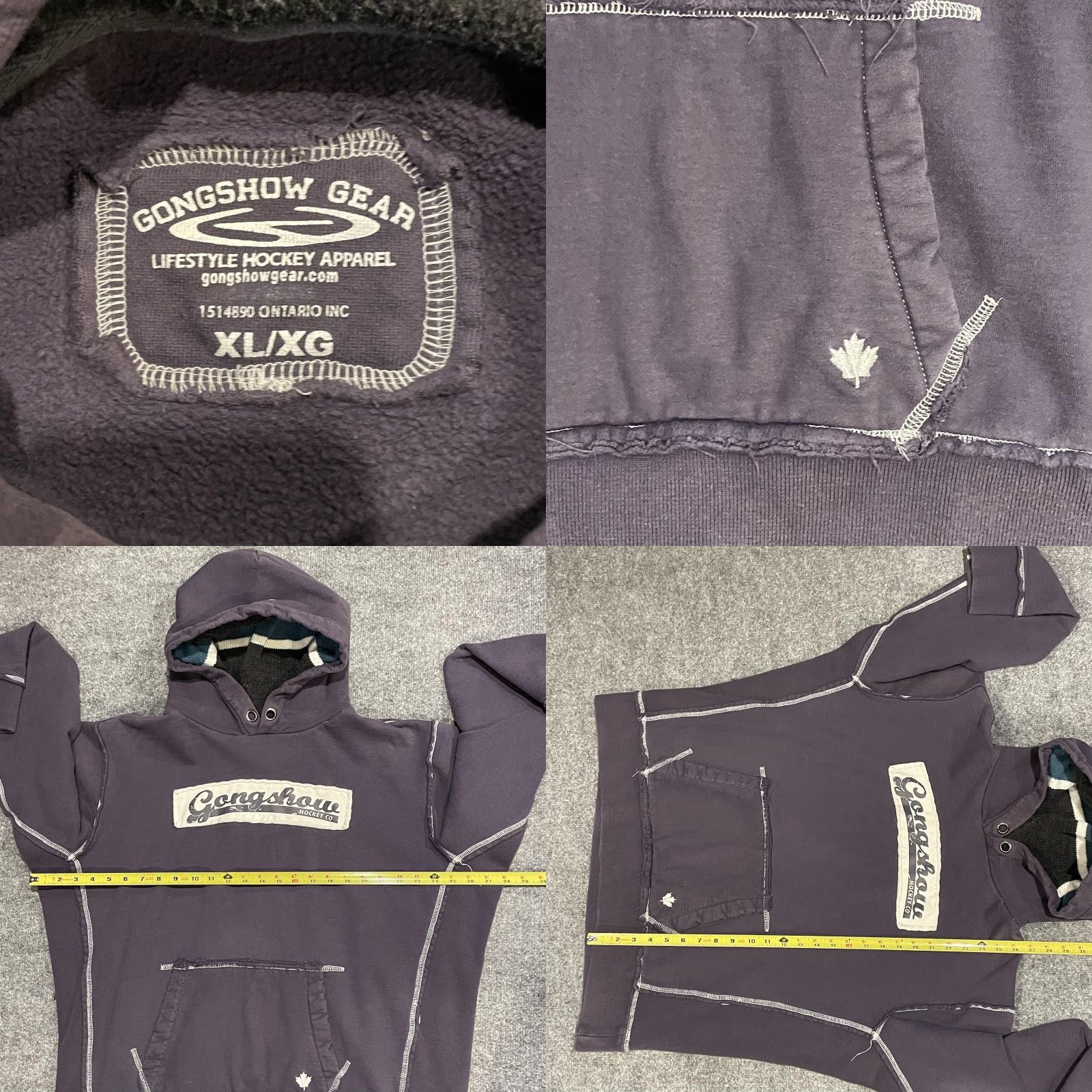 Vintage Gongshow Gear Hoodie Mens XL Purple Pullover Kangaroo Pocket Graphic Print Logo Embroidered Hooded Size US XL / EU 56 / 4 - 8 Thumbnail