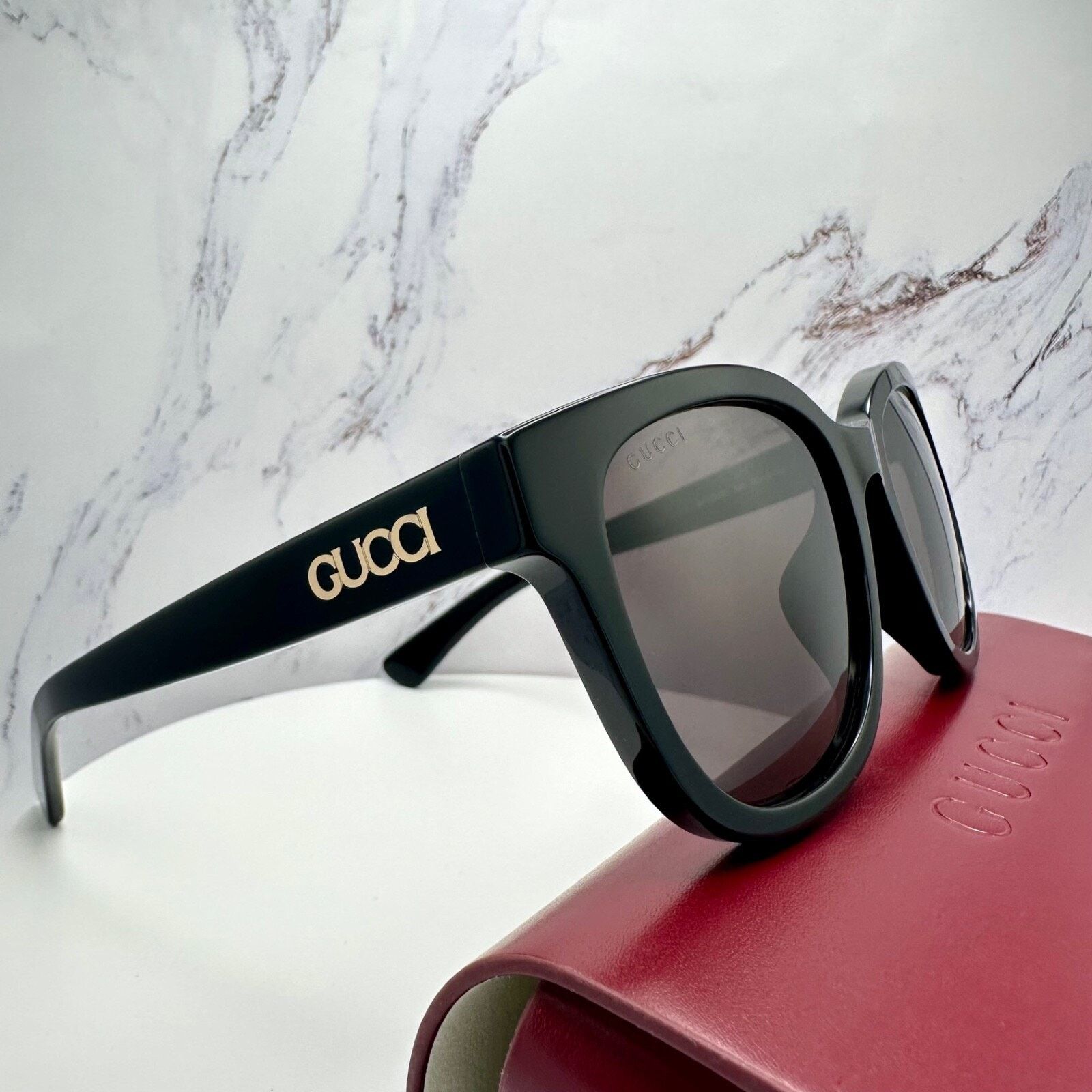 Gucci New GUCCI Sunglasses 2025 Collection Black 55mm Round Size ONE SIZE - 6 Thumbnail