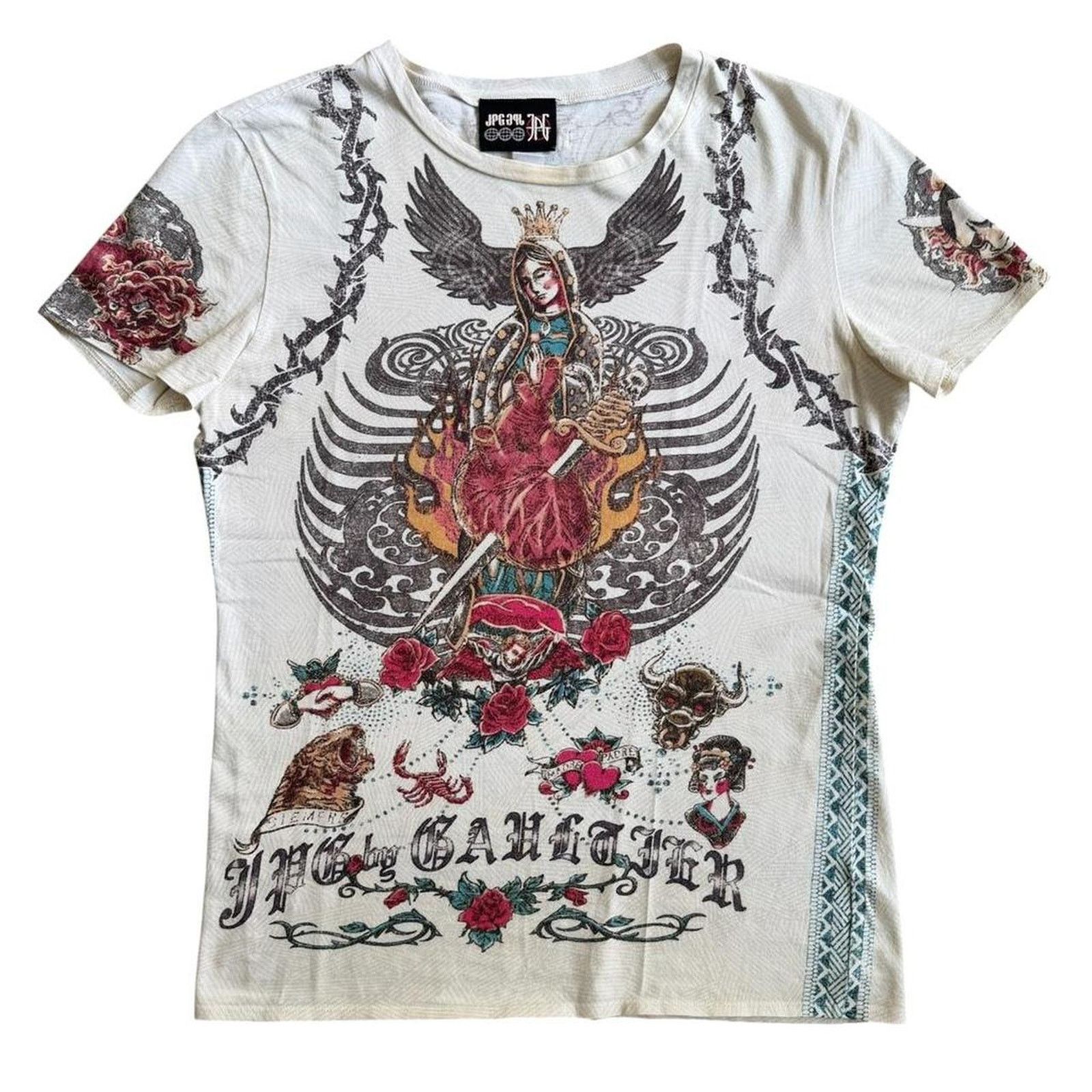 Jean Paul Gaultier Jean Paul Gaultier Jesus & Mary Tattoo Print T-Shirt Size US XXS / EU 40 - 1 Thumbnail